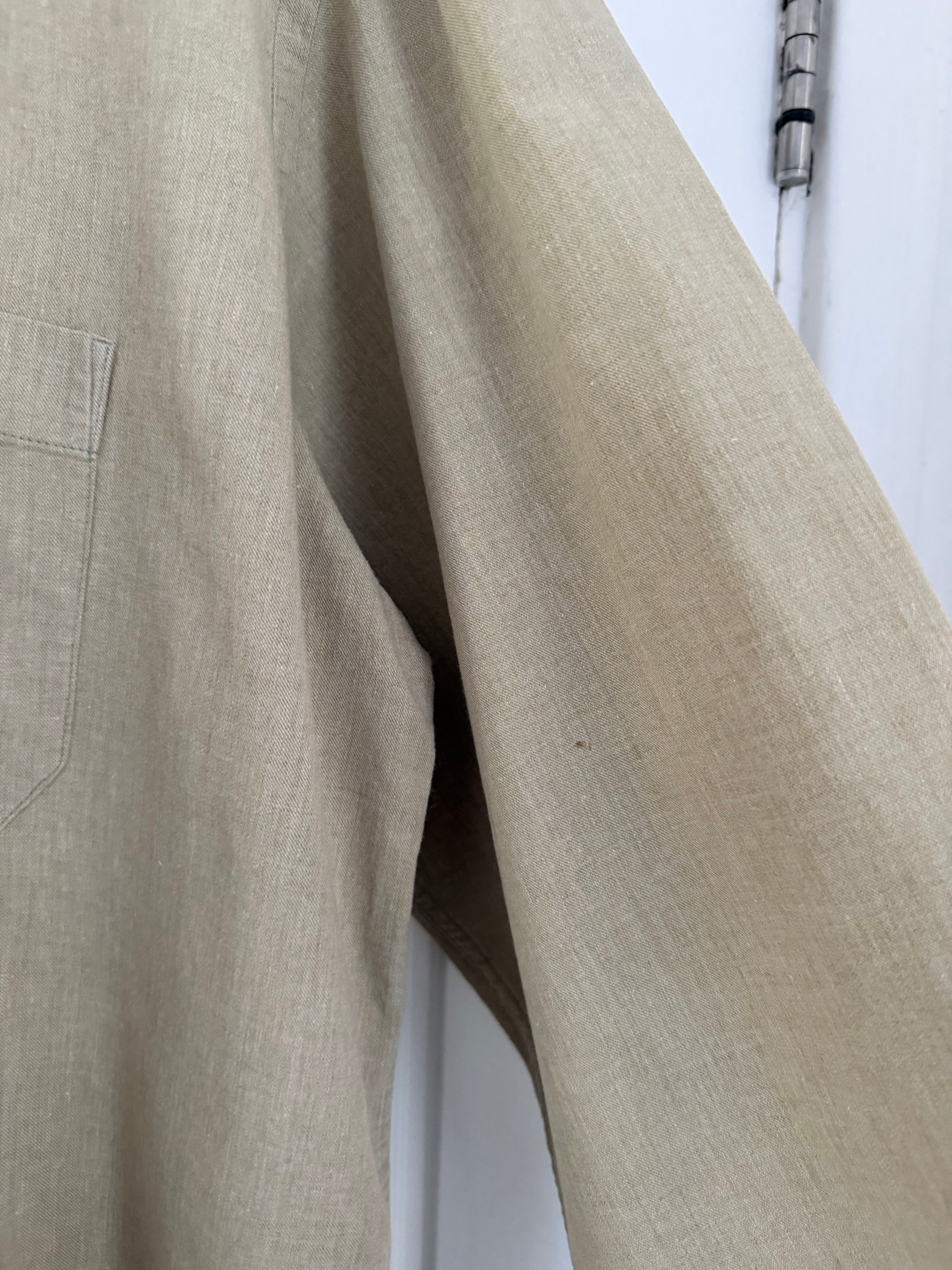 Valentino 1980s Slub Cotton Shirt Taupe Beige - Size L