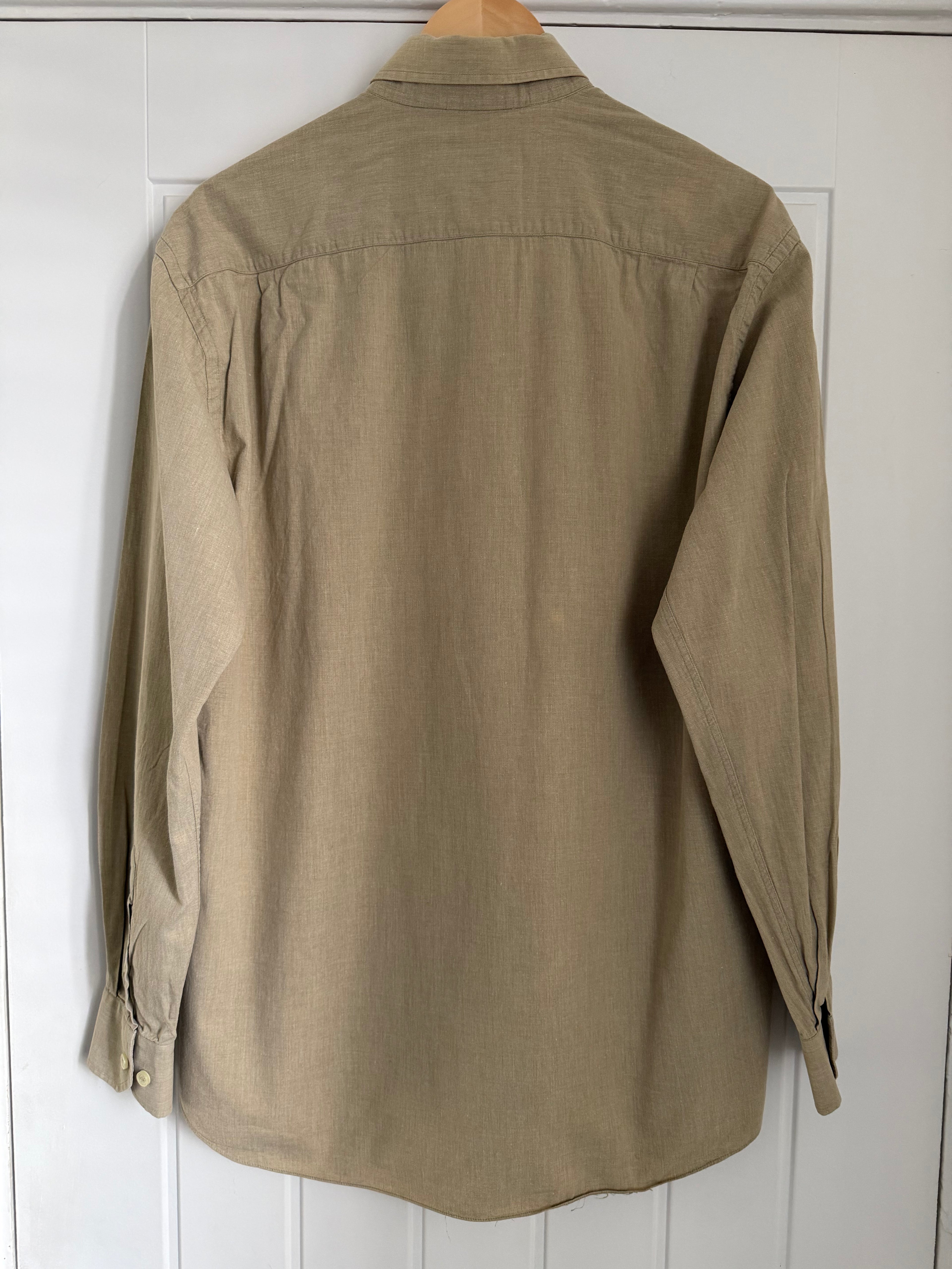 Valentino 1980s Slub Cotton Shirt Taupe Beige - Size L