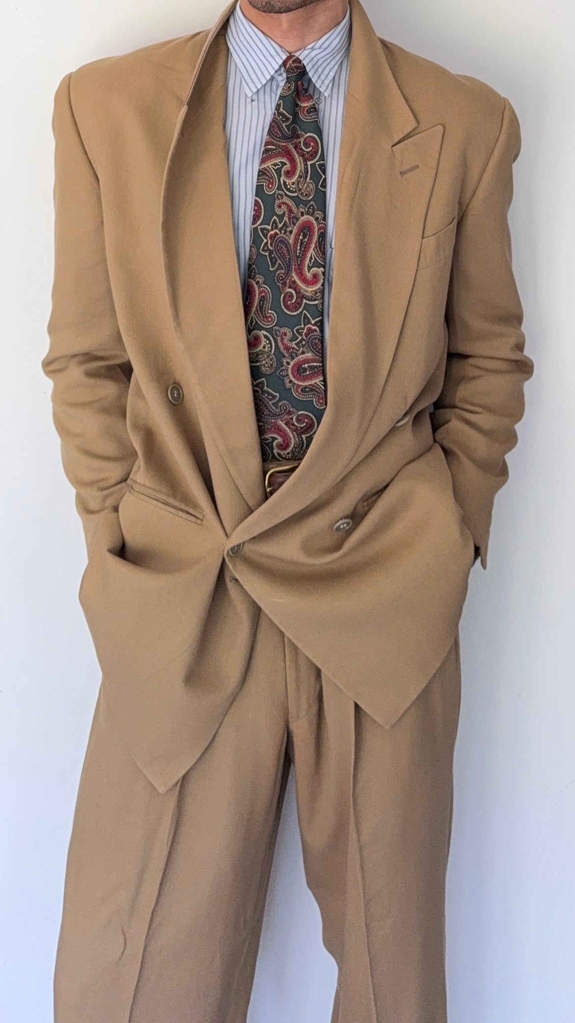 Emporio Armani 1990s Peaked Lapel Double Breasted Draped