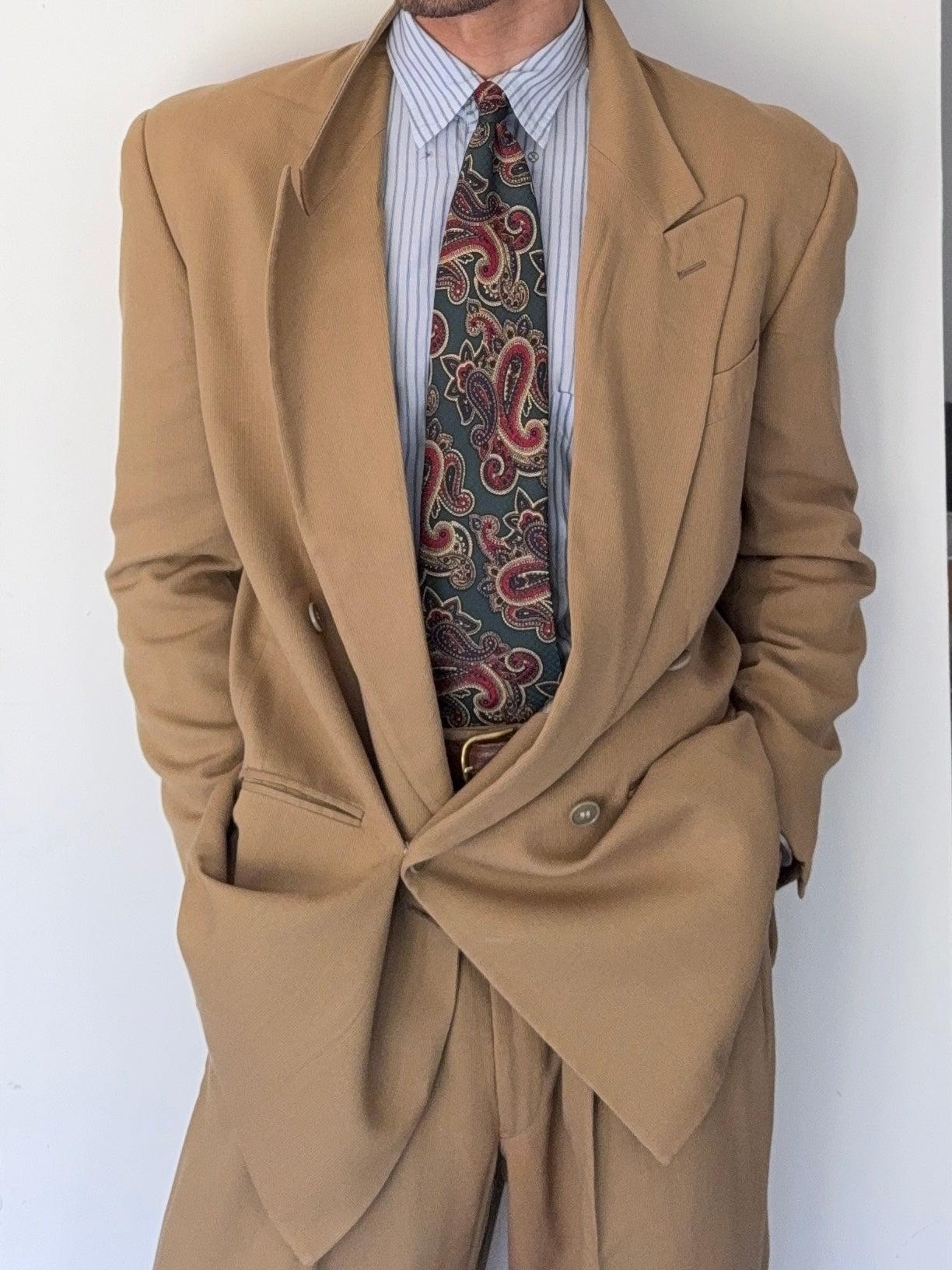 Emporio Armani 1990s Peaked Lapel Double Breasted Draped