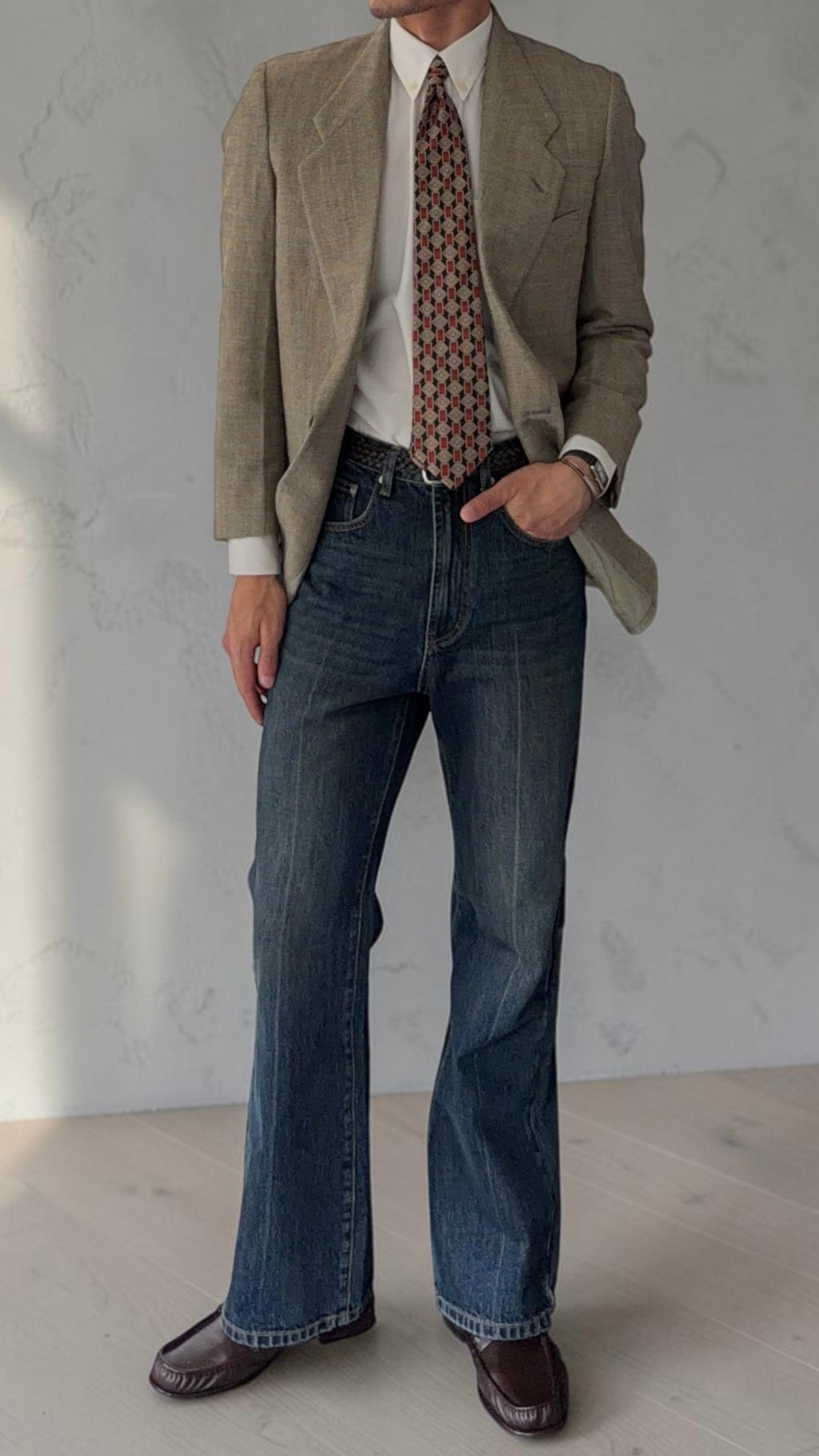 Giorgio Armani 1980s 2B Wool Linen Textured Sport Jacket Blazer - Size S