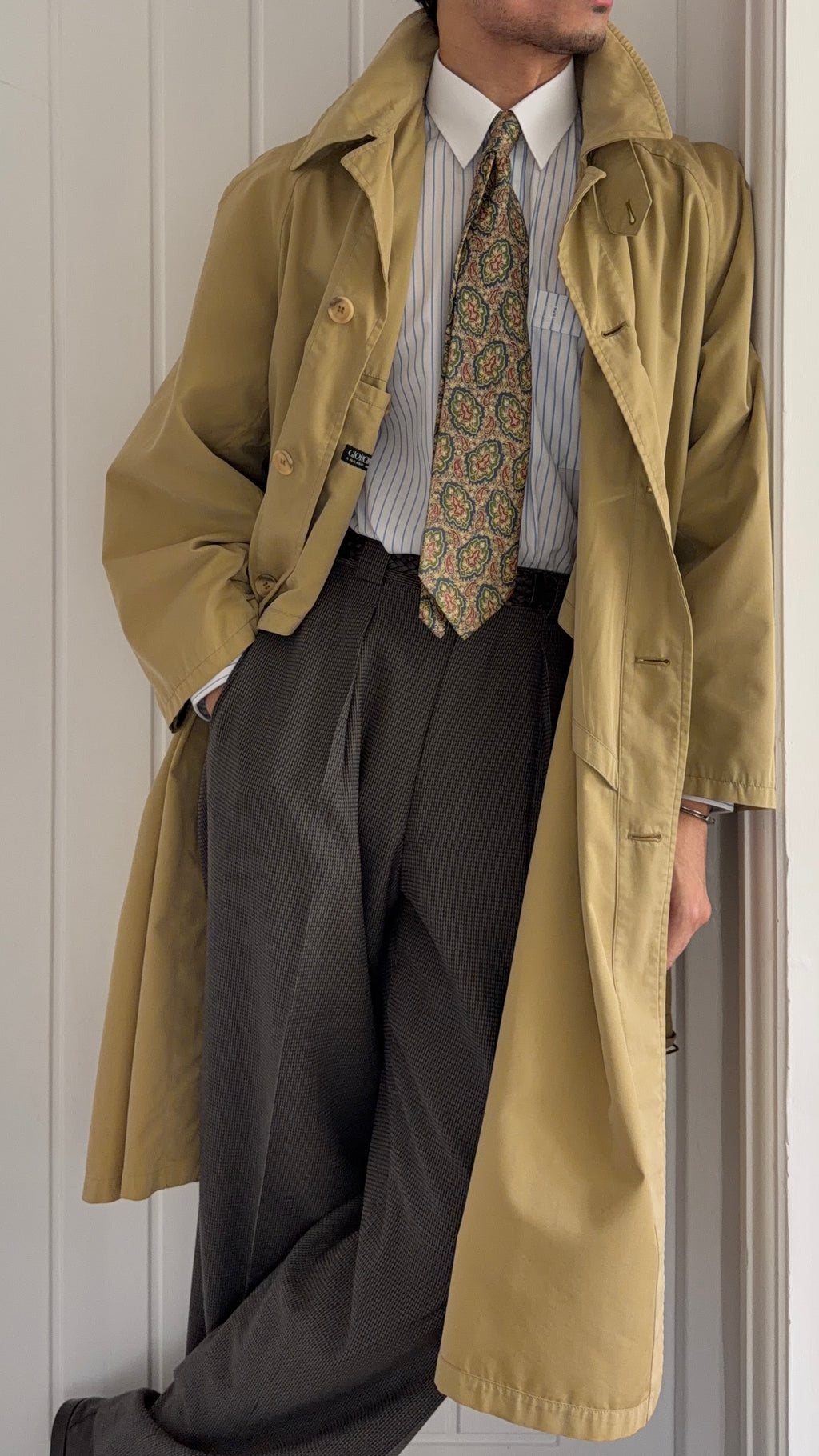 Giorgio Armani Black Label 1990s Belted Coat - Size M