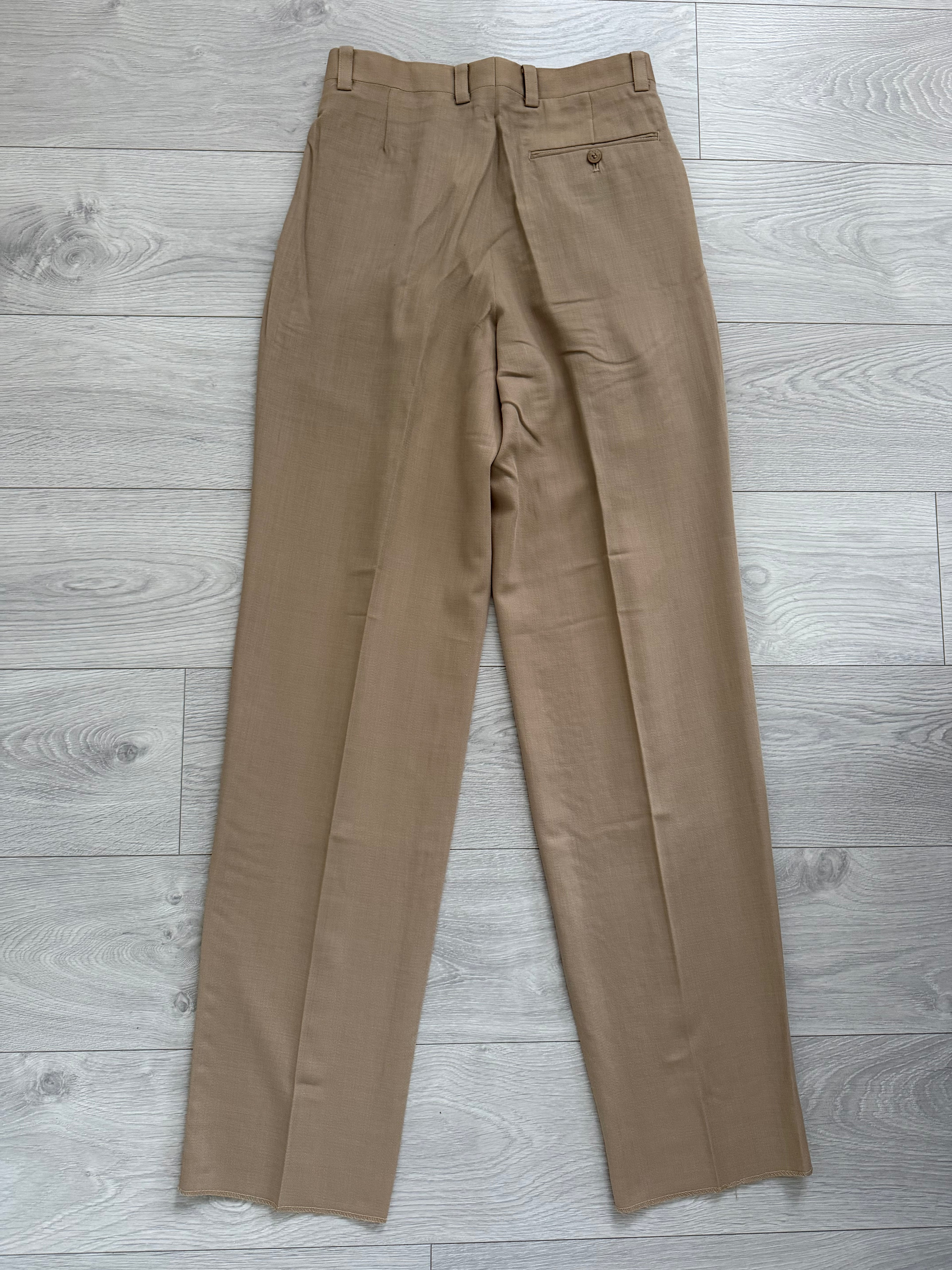 Umberto Ginocchietti 1990s Triple Pleat Draped Wool Pants Taupe Beige - Size 30" Waist