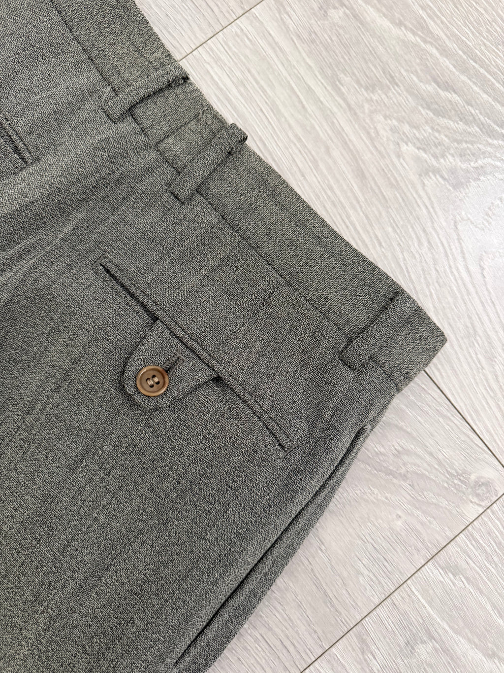 Emporio Armani 1990s Pleated Draped Textured Wool Viscoe Pants Grey - Size 28" Waist