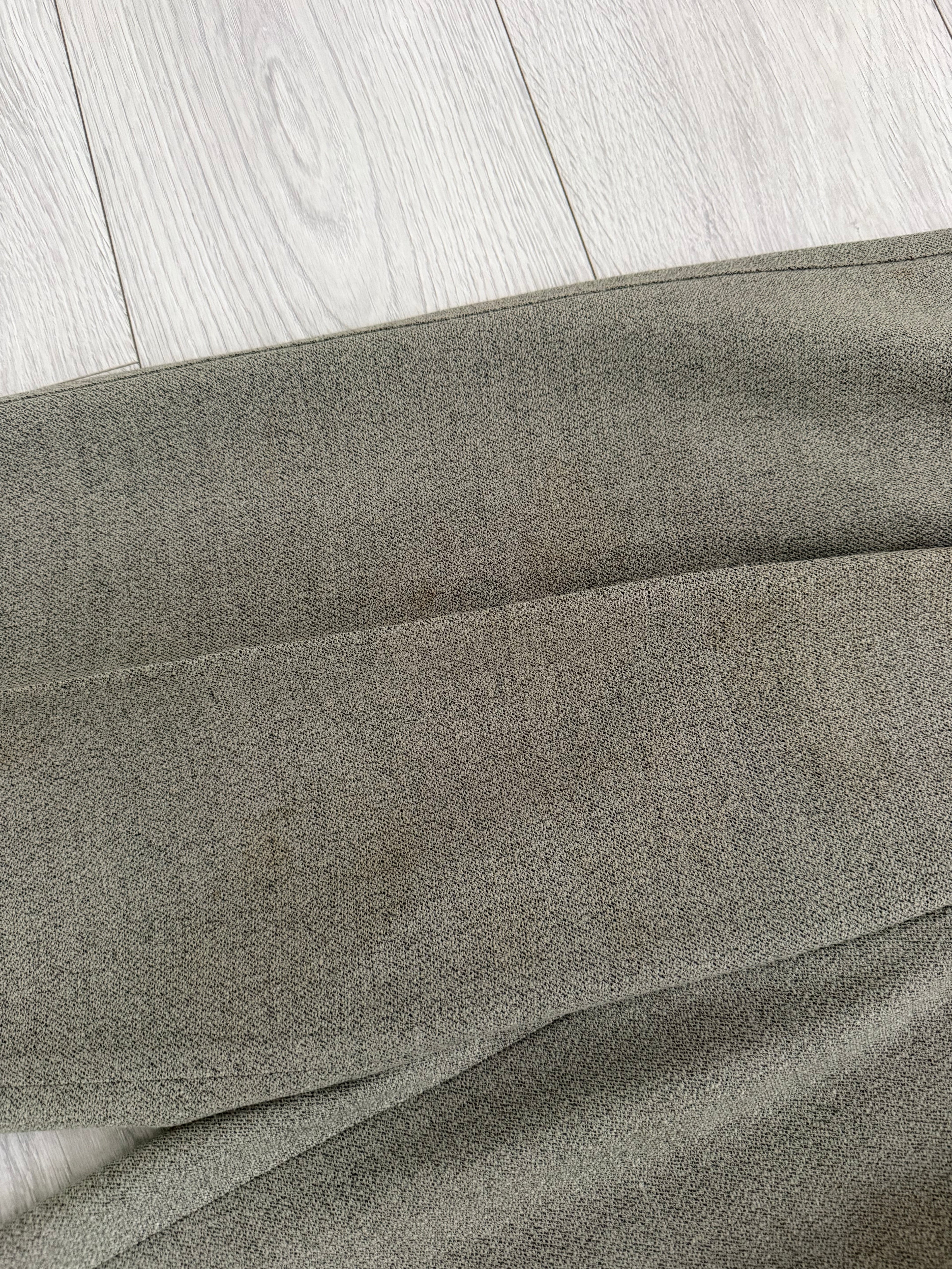 Emporio Armani 1990s Triple Pleat Draped Textured Wool Nylon Pants Taupe Green - Size 32" Waist
