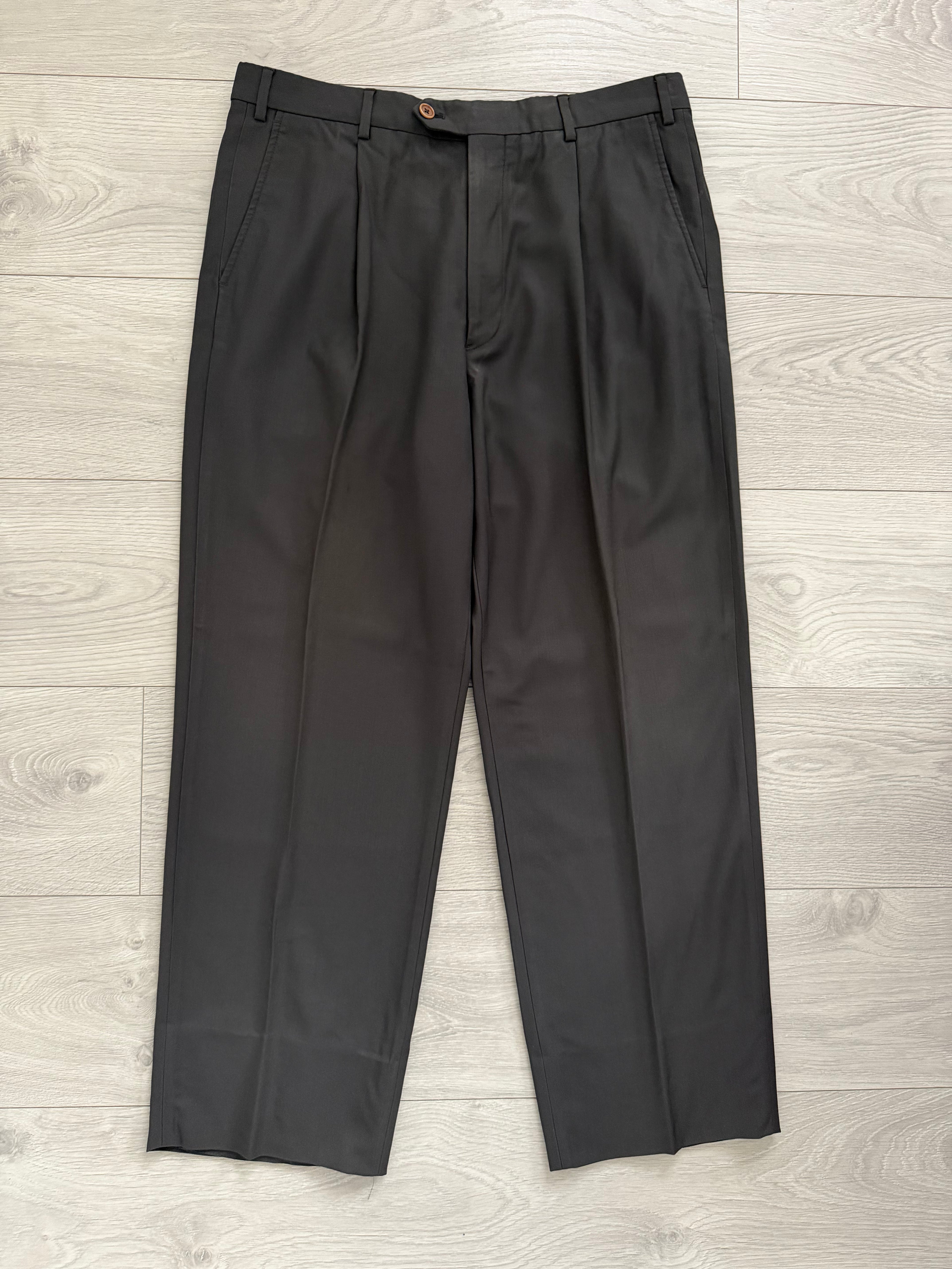 Armani 1990s Draped Wool Pleated Pants Gray - Size 34" Waist