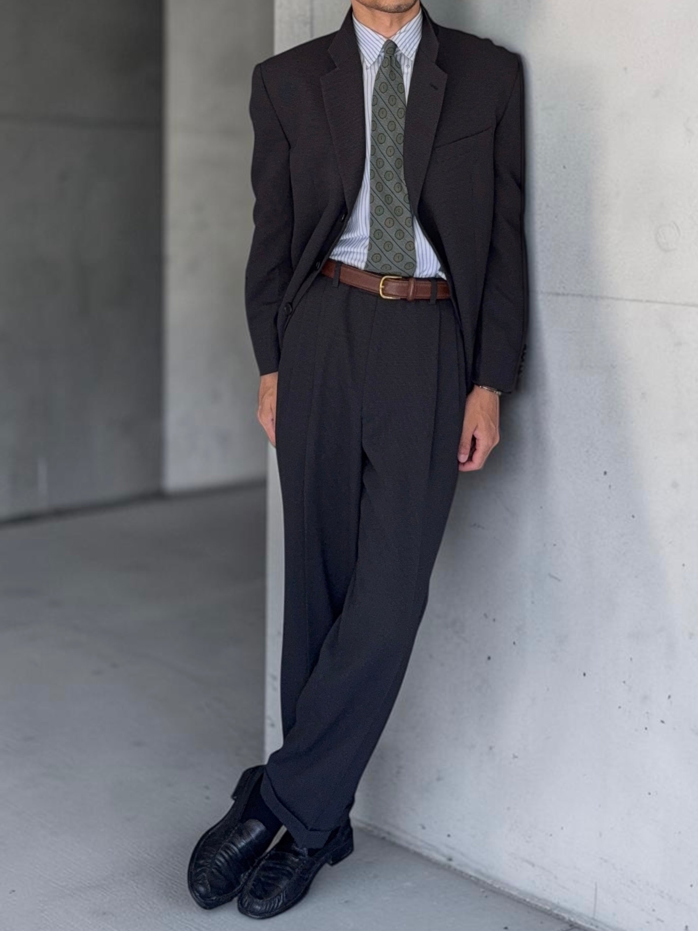 Armani 1990s 3B Textured Wool Double-Pleated Suit - Size XL Jacket