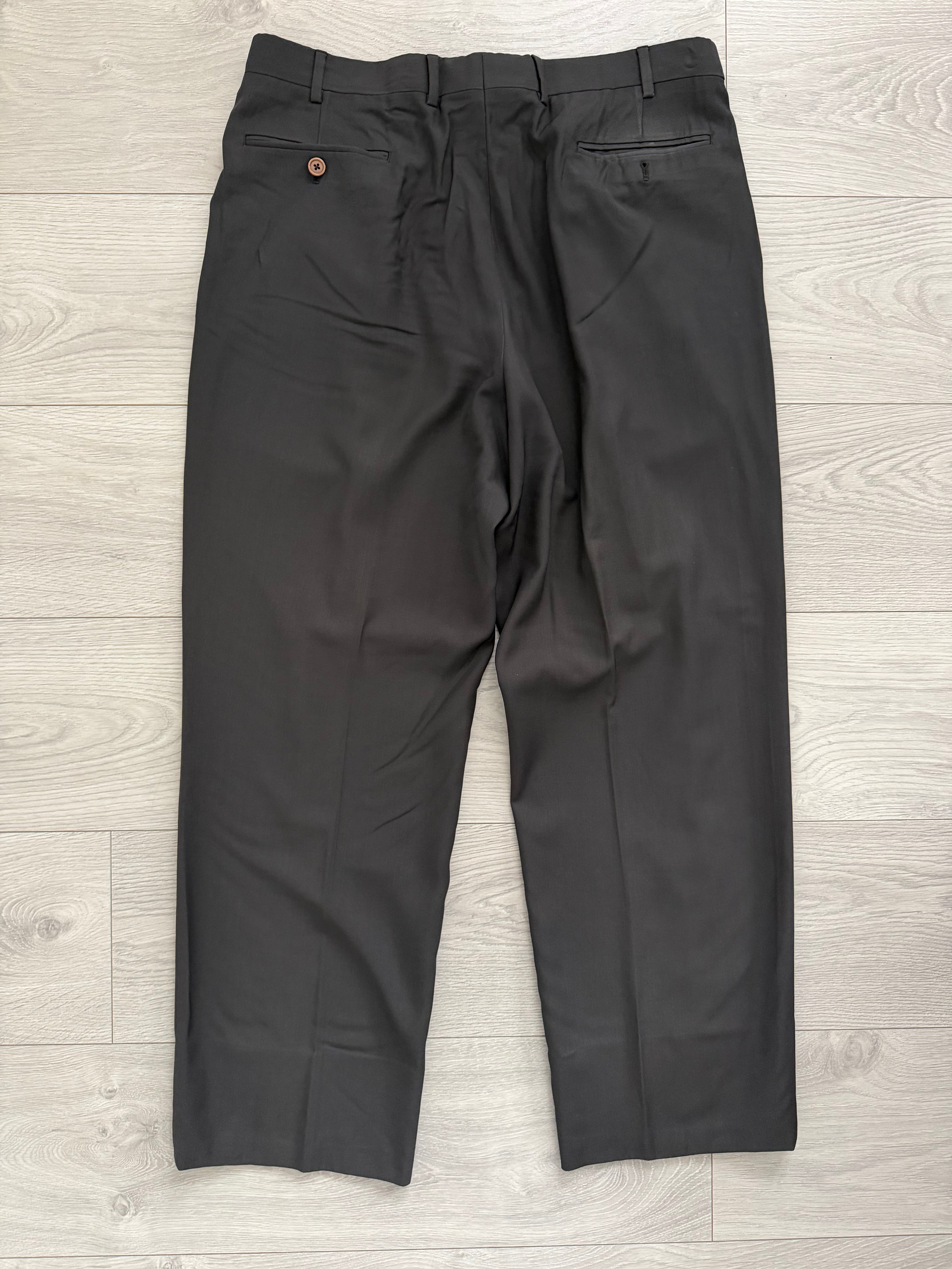 Armani 1990s Draped Wool Pleated Pants Gray - Size 34" Waist