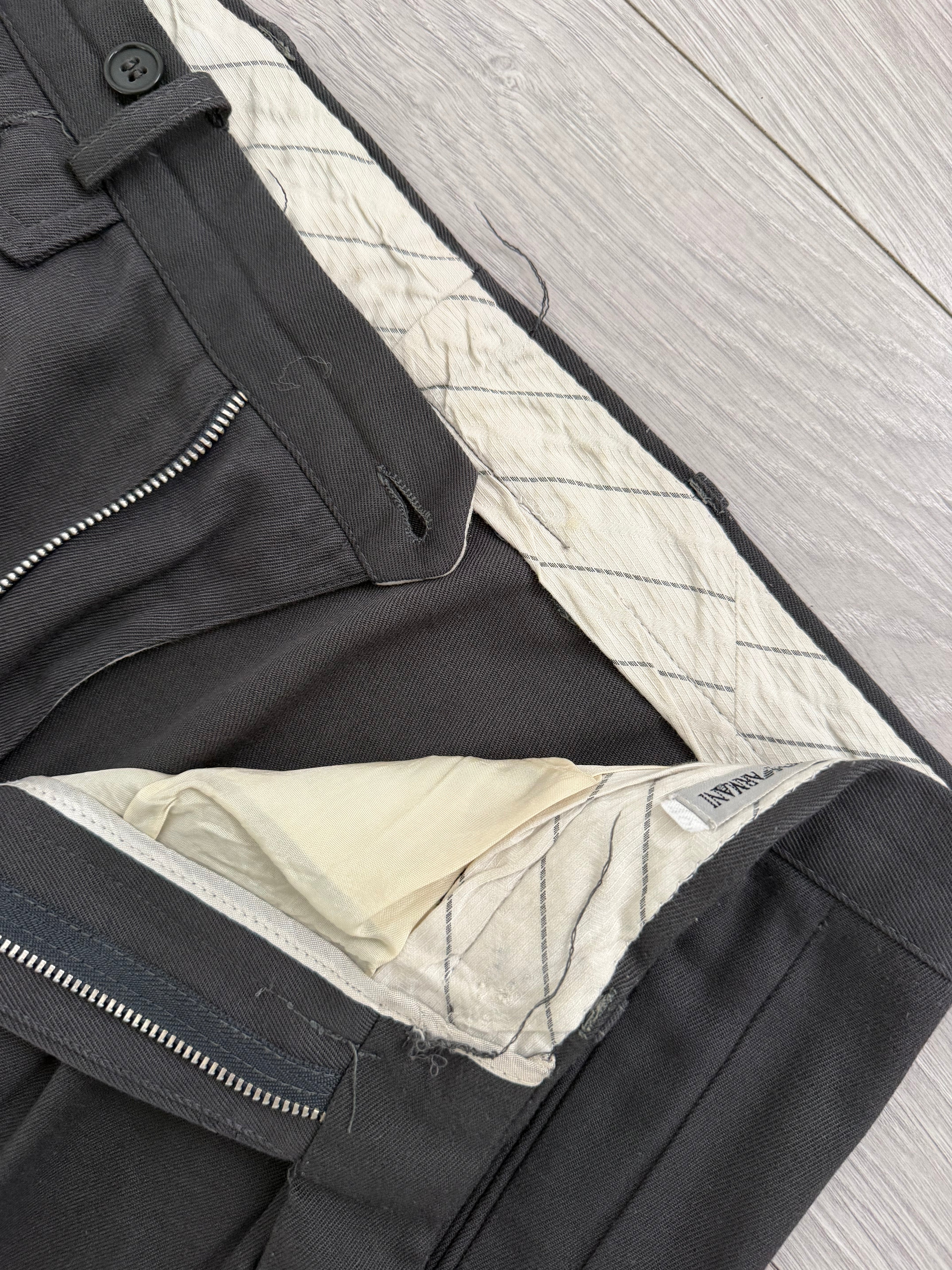 Emporio Armani 1990s Double Pleat Coin Pocket Cotton Pants - Size 33" Waist