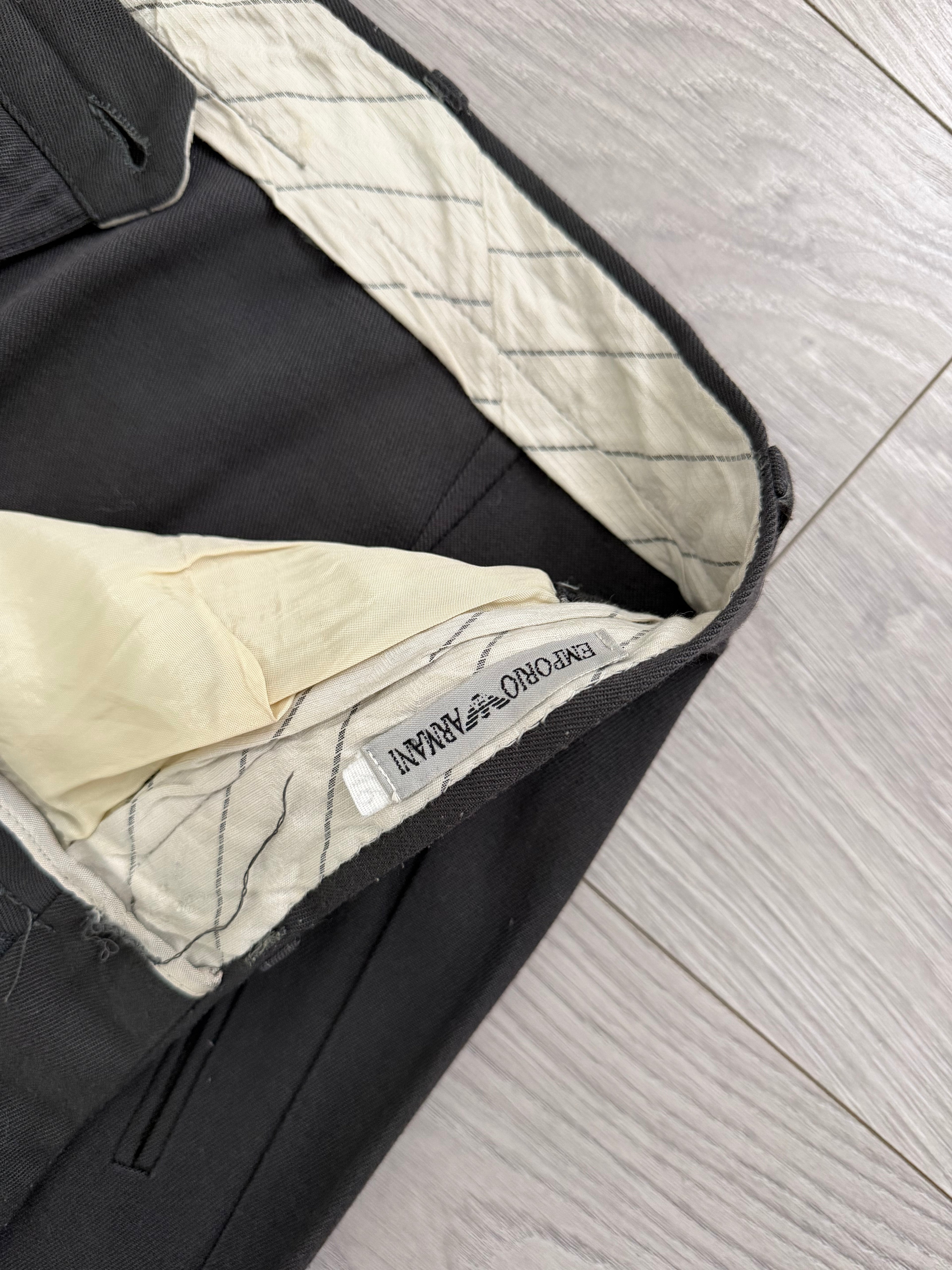 Emporio Armani 1990s Double Pleat Coin Pocket Cotton Pants - Size 33" Waist