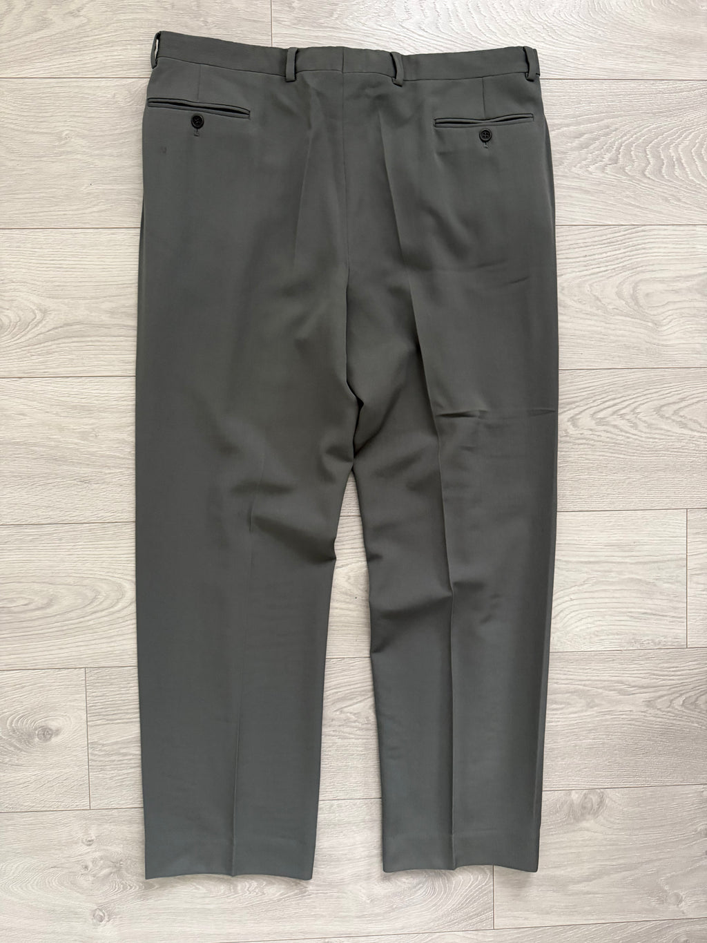 Armani 1990s Draped Wool Pleated Pants Taupe Sage - Size 39" Waist