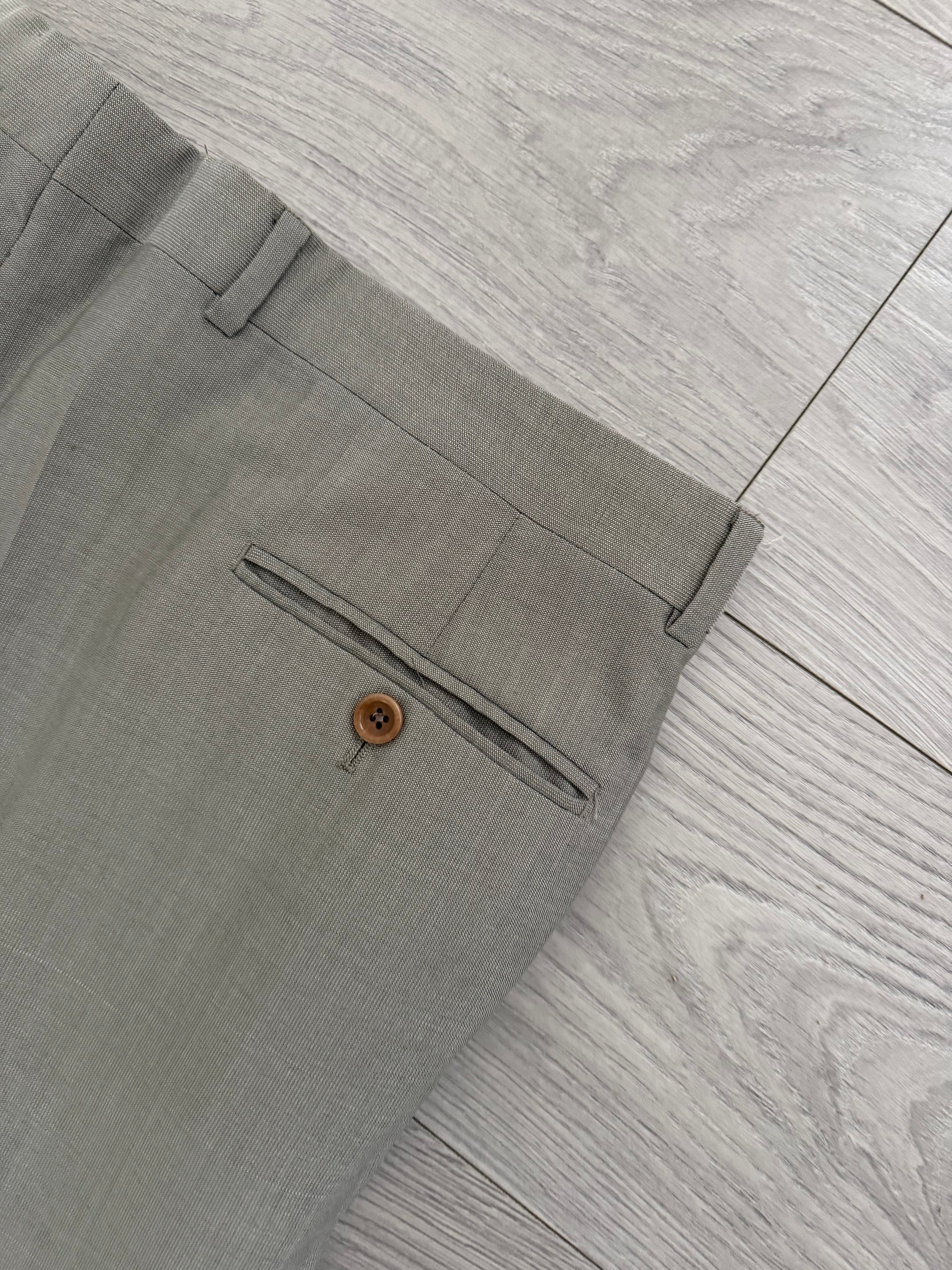 Armani 1990s Wool Silk Pleated Pants Gray - Size 40" Waist