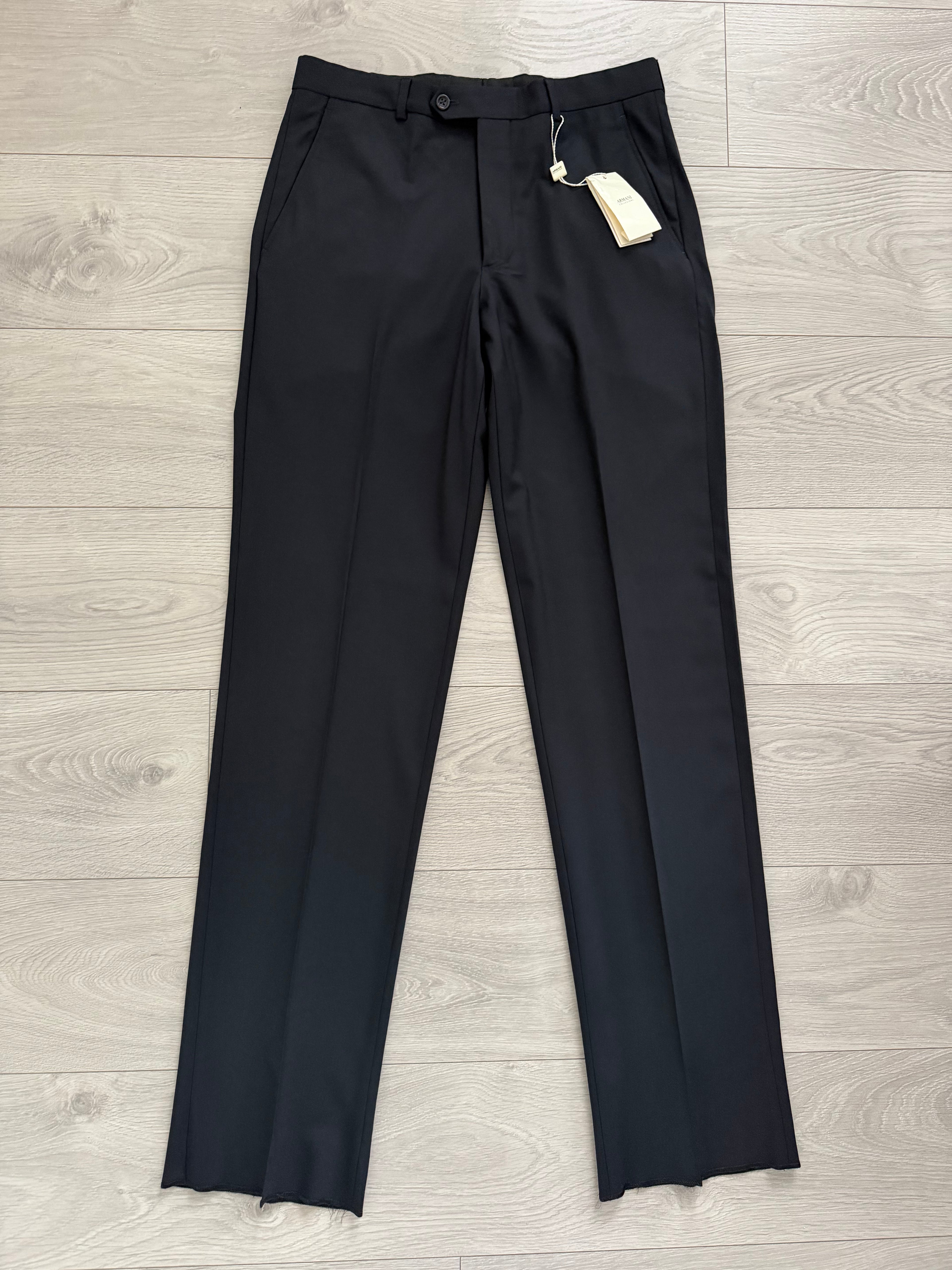 Armani 1990s Pleated Wool Pants Midnight Blue - Size 32" Waist