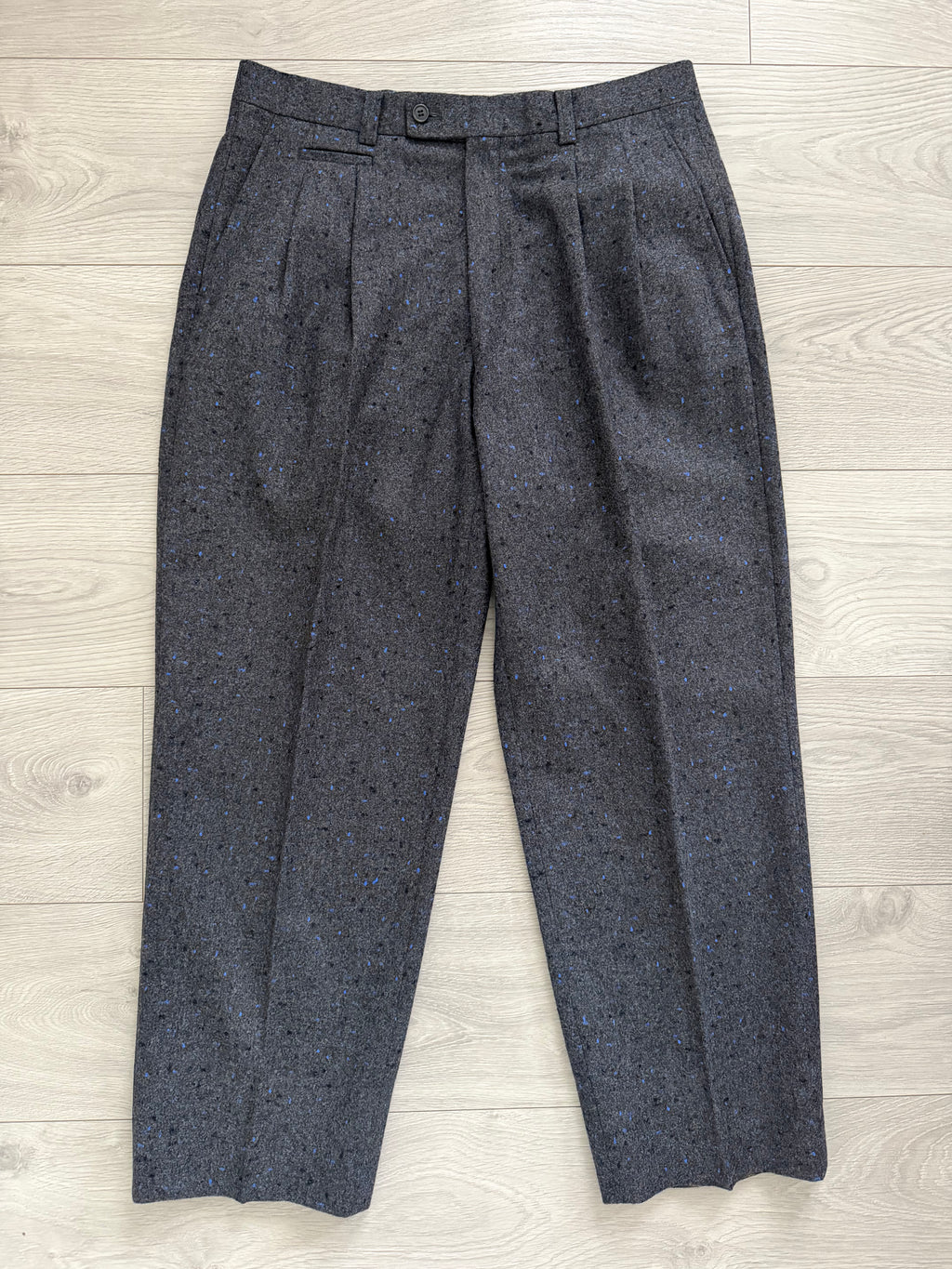 Dior 1980s Speckled Wool Double Pleat Pants - Size 34" Waist