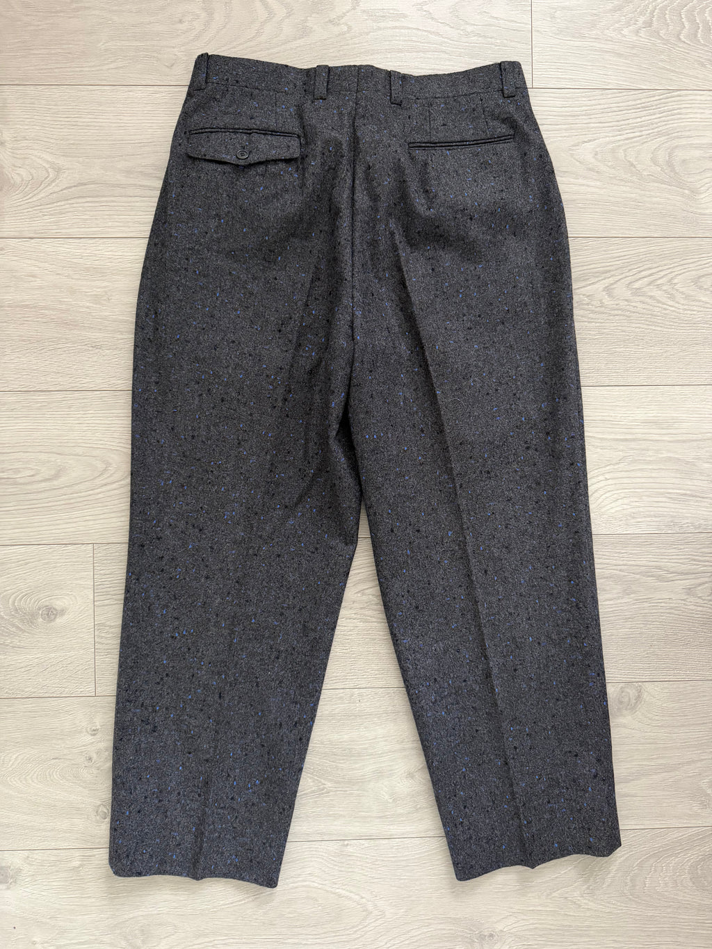 Dior 1980s Speckled Wool Double Pleat Pants - Size 34" Waist