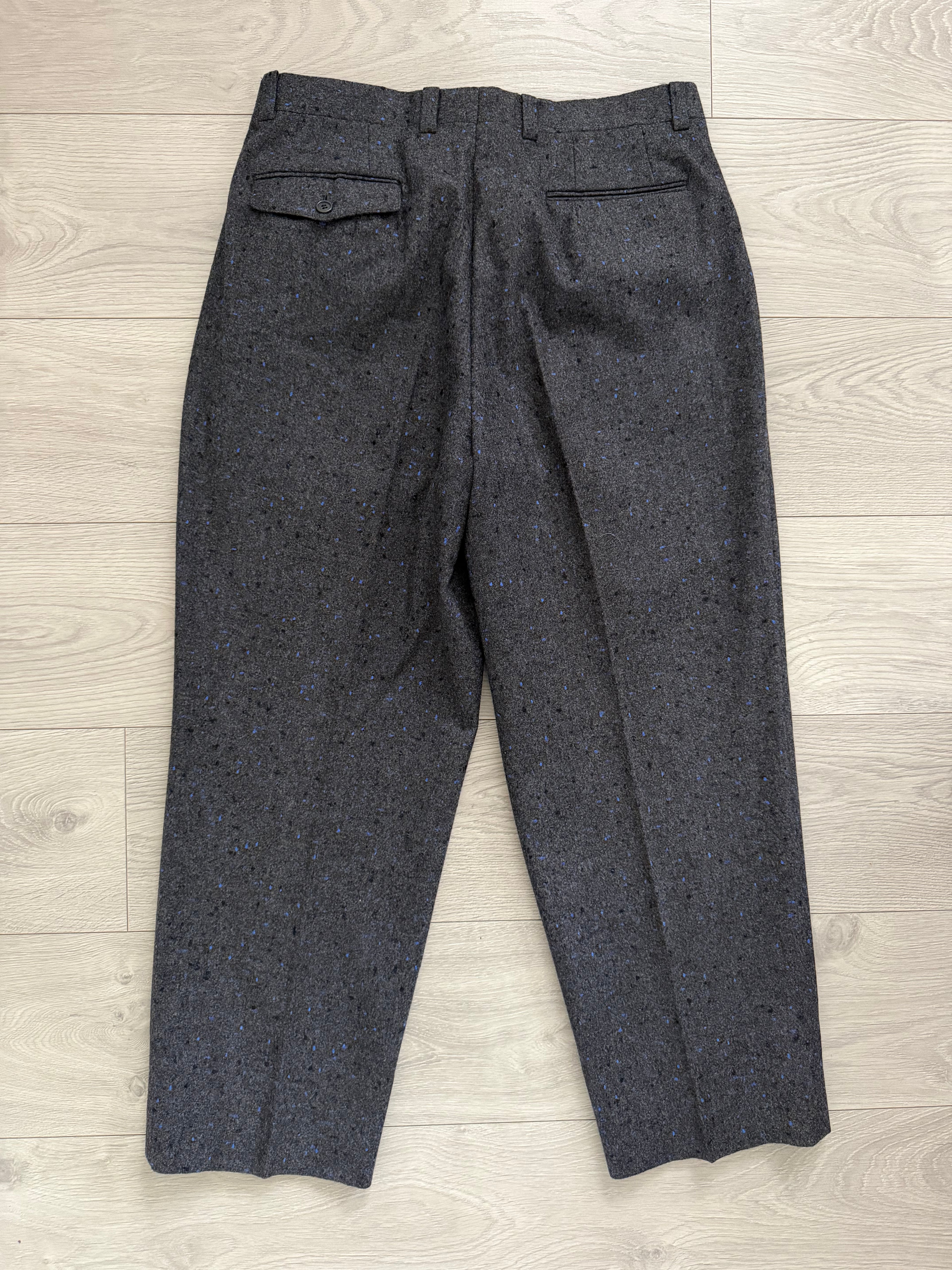 Dior 1980s Speckled Wool Double Pleat Pants - Size 34" Waist