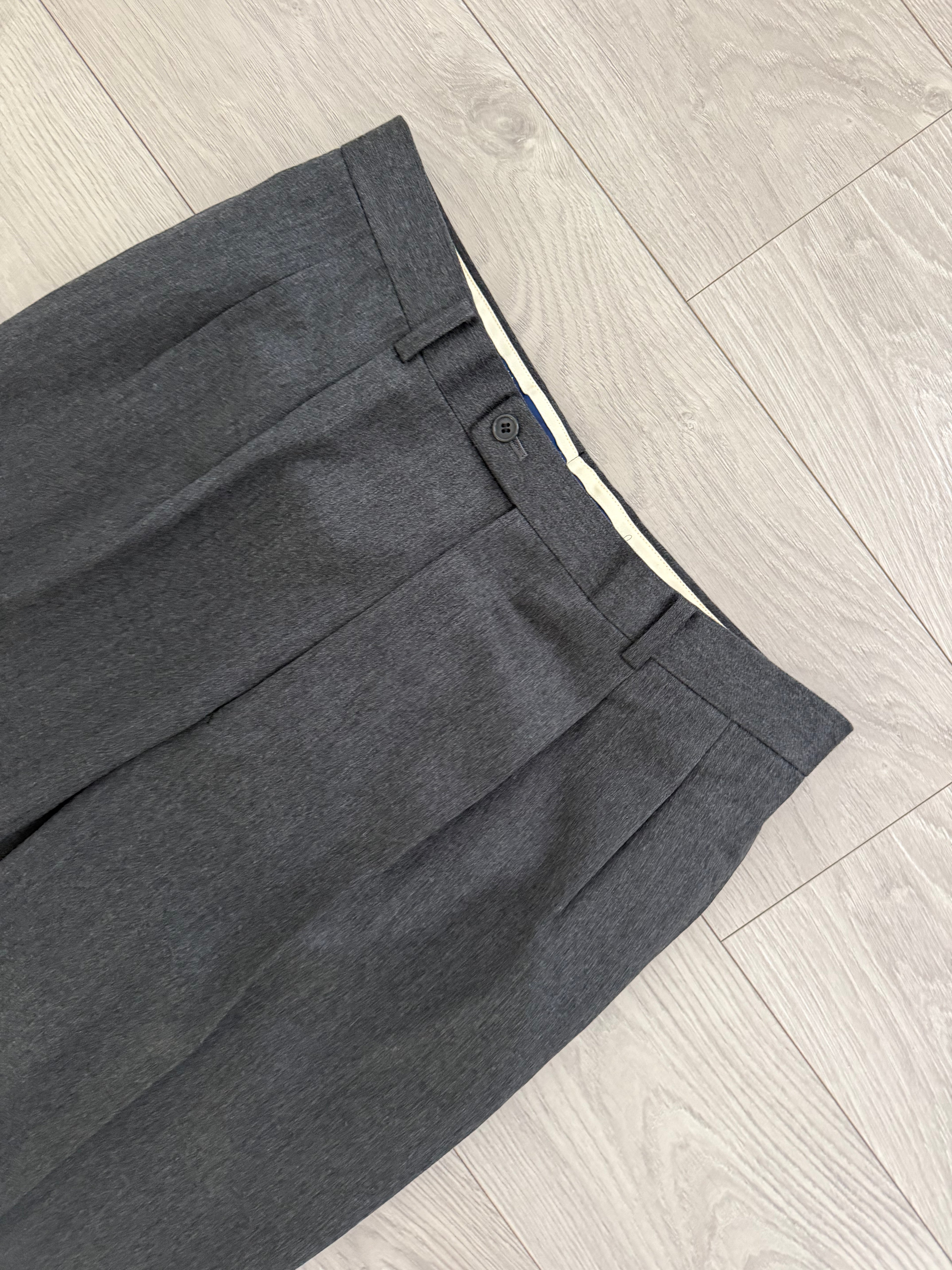 Dior 1980s Draped Wool Double Pleat Pants Gray - Size 34" Waist