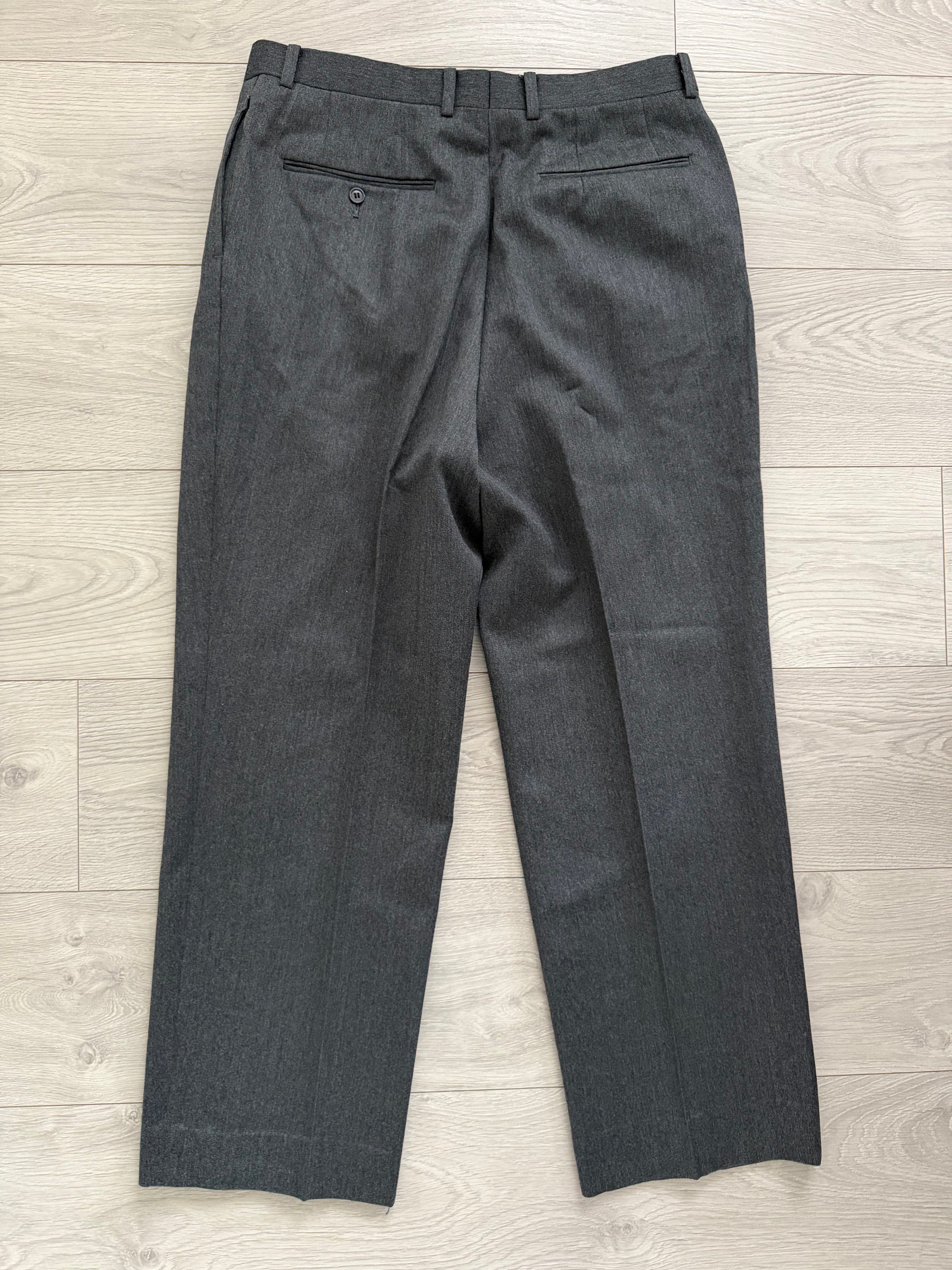 Dior 1980s Draped Wool Double Pleat Pants Gray - Size 34" Waist