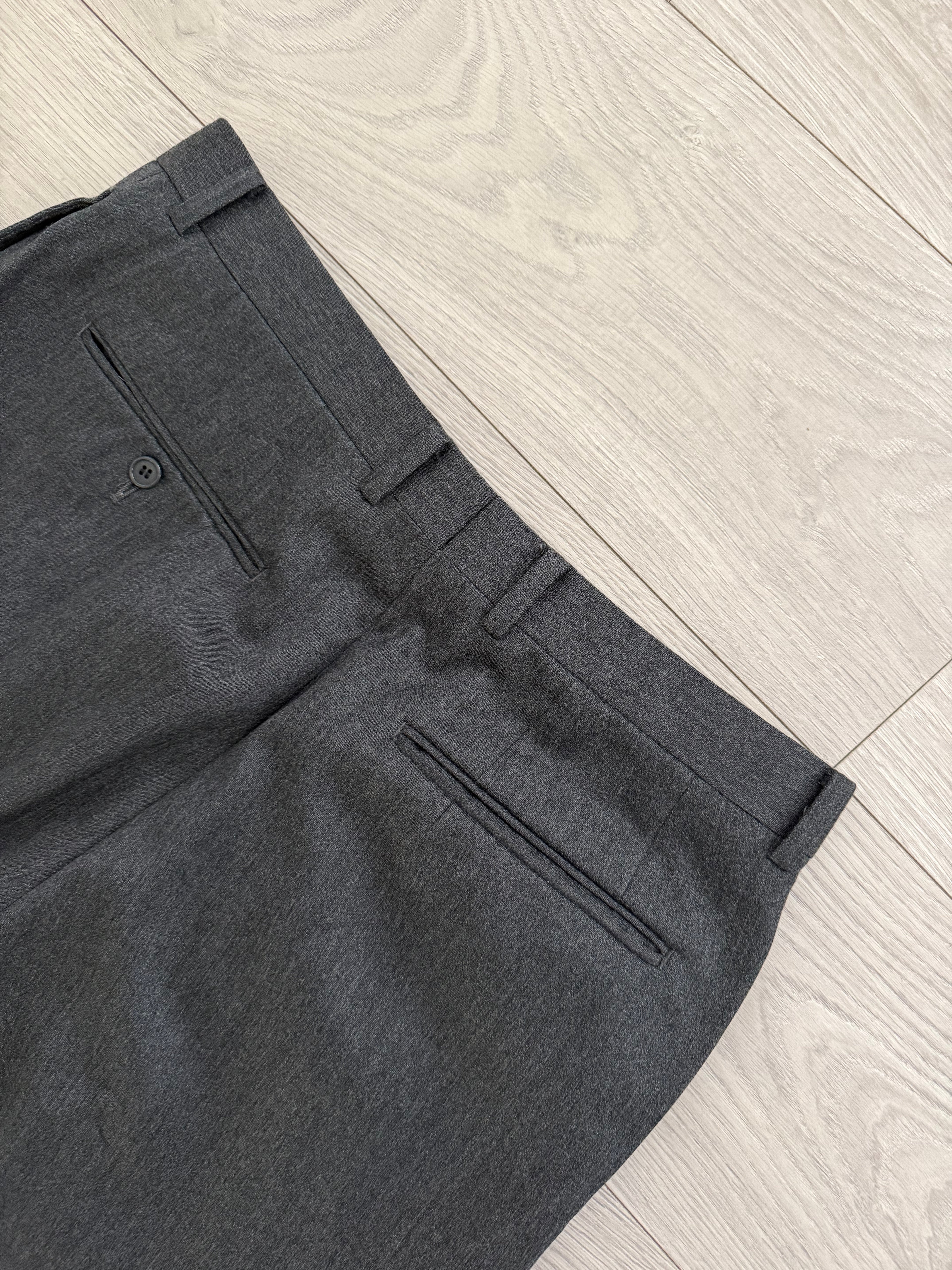Dior 1980s Draped Wool Double Pleat Pants Gray - Size 34" Waist