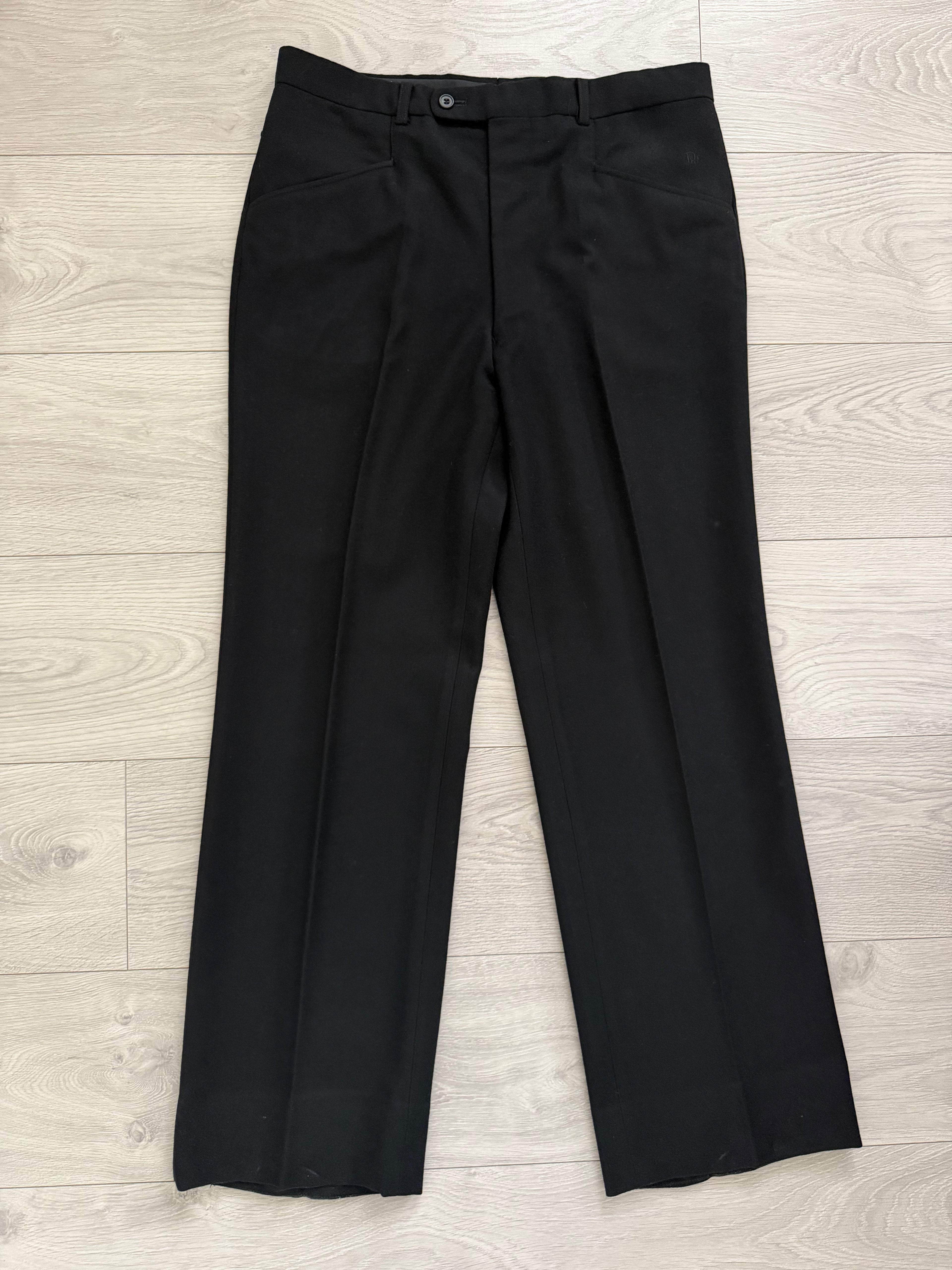 Dior 1980s Wool Flare Cut Pants Black - Size 34" Waist