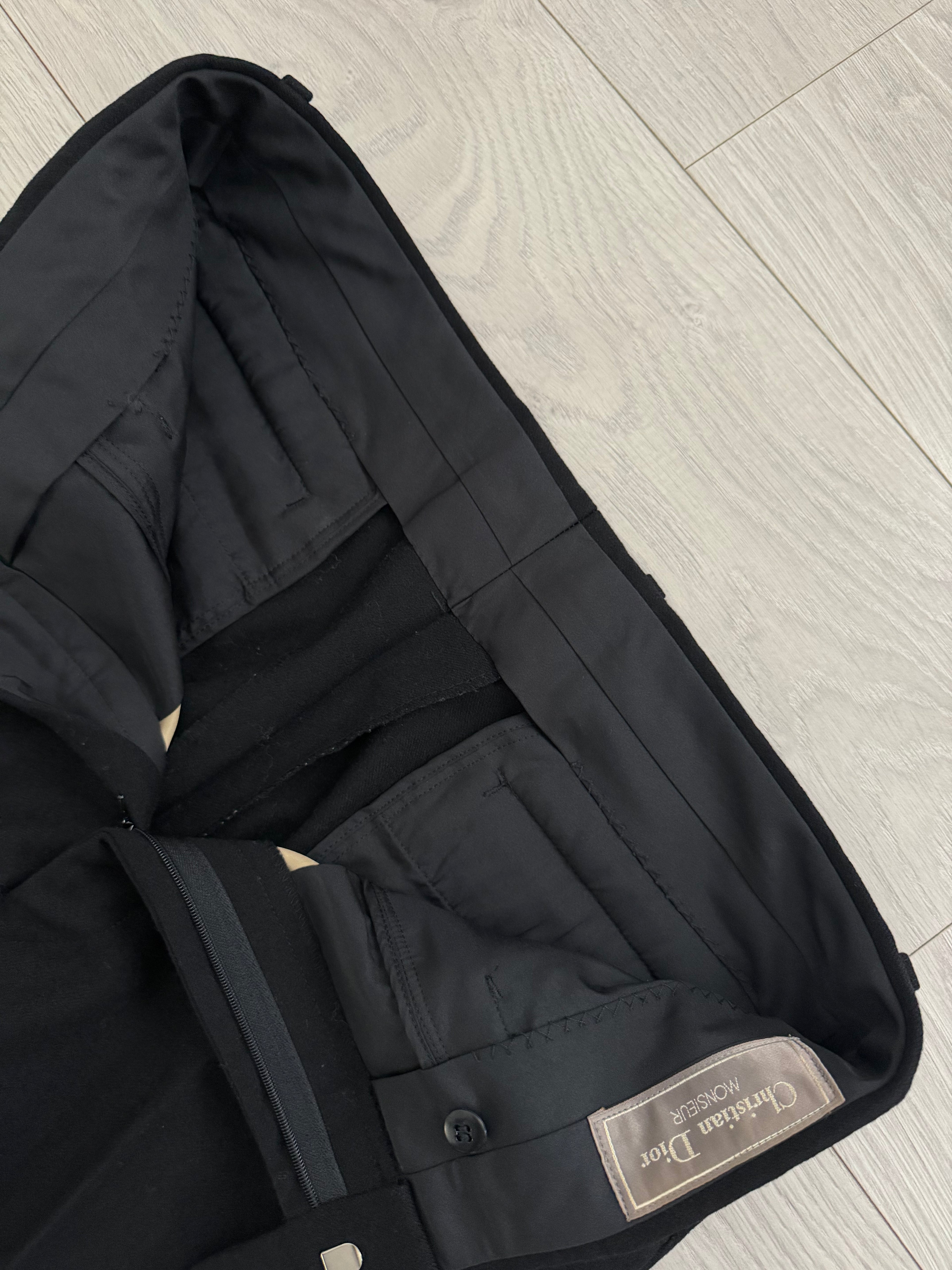 Dior 1980s Wool Flare Cut Pants Black - Size 34" Waist