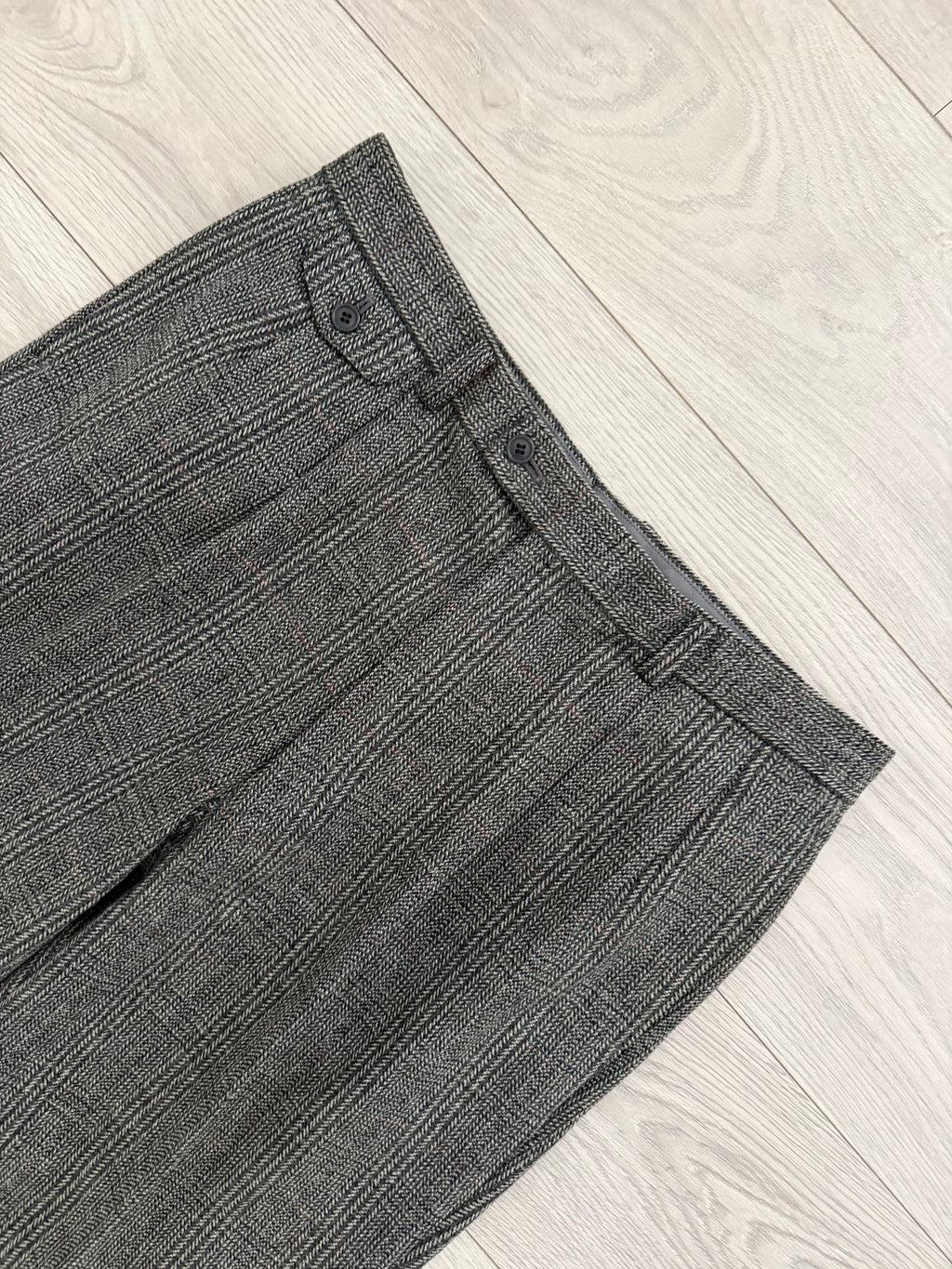 Dior 1980s Pleated Wool Coin Pocket Check Pants Gray - Size 34" Waist