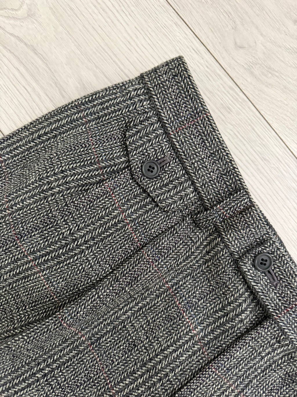 Dior 1980s Pleated Wool Coin Pocket Check Pants Gray - Size 34" Waist