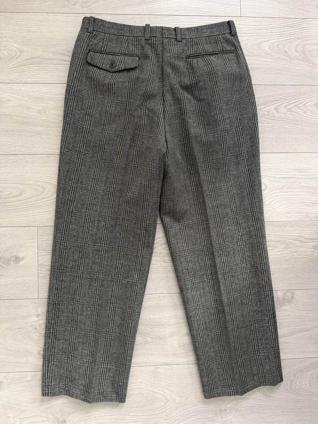 Dior 1980s Pleated Wool Coin Pocket Check Pants Gray - Size 34" Waist