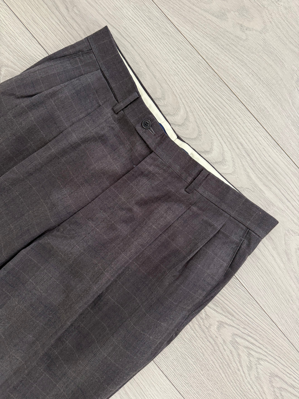 Dior 1980s Double Pleat Check Pattern Pants Taupe Mauve - Size 34" Waist