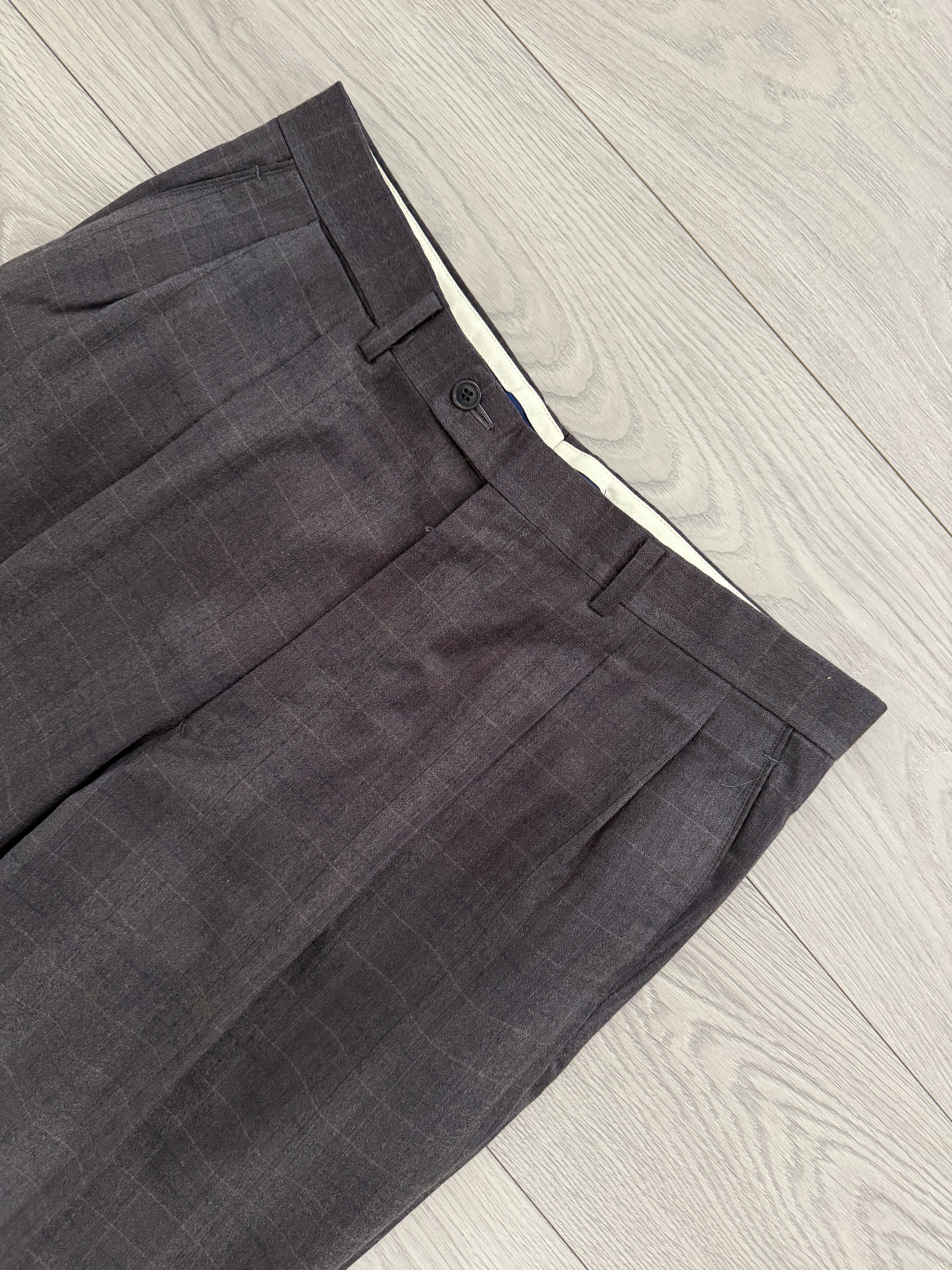 Dior 1980s Double Pleat Check Pattern Pants Taupe Mauve - Size 34" Waist