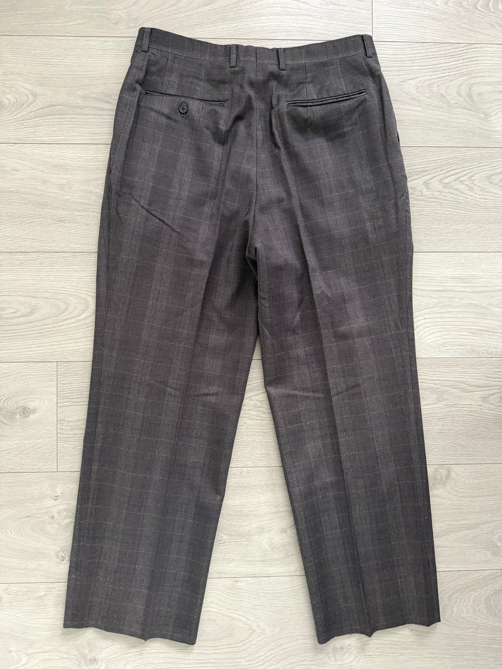 Dior 1980s Double Pleat Check Pattern Pants Taupe Mauve - Size 34" Waist