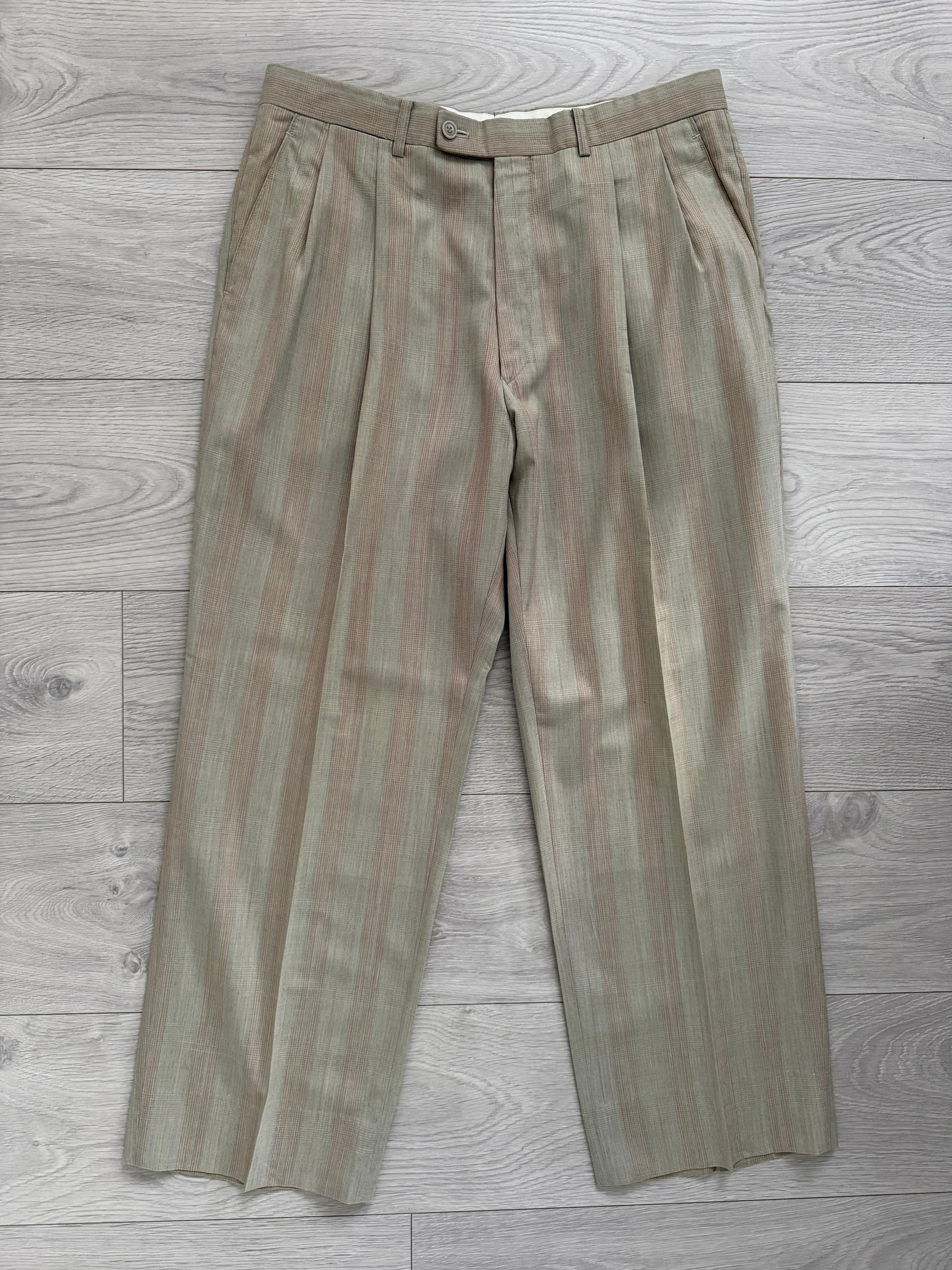 Dior 1980s Double Pleat Striped Pattern Pants - Size 34" Waist