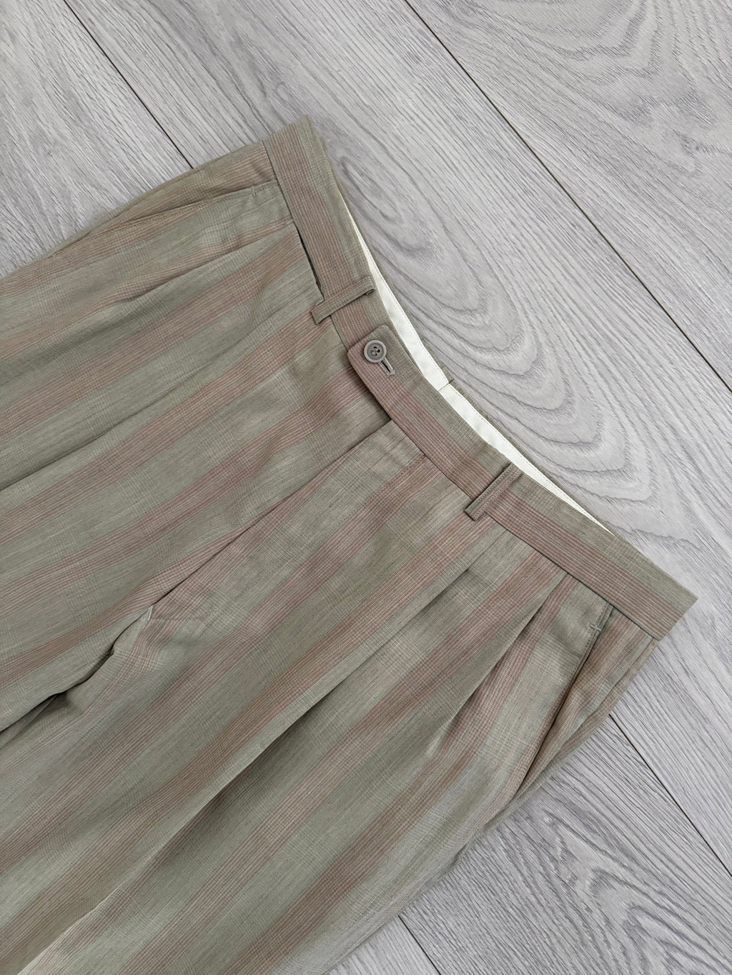 Dior 1980s Double Pleat Striped Pattern Pants - Size 34" Waist