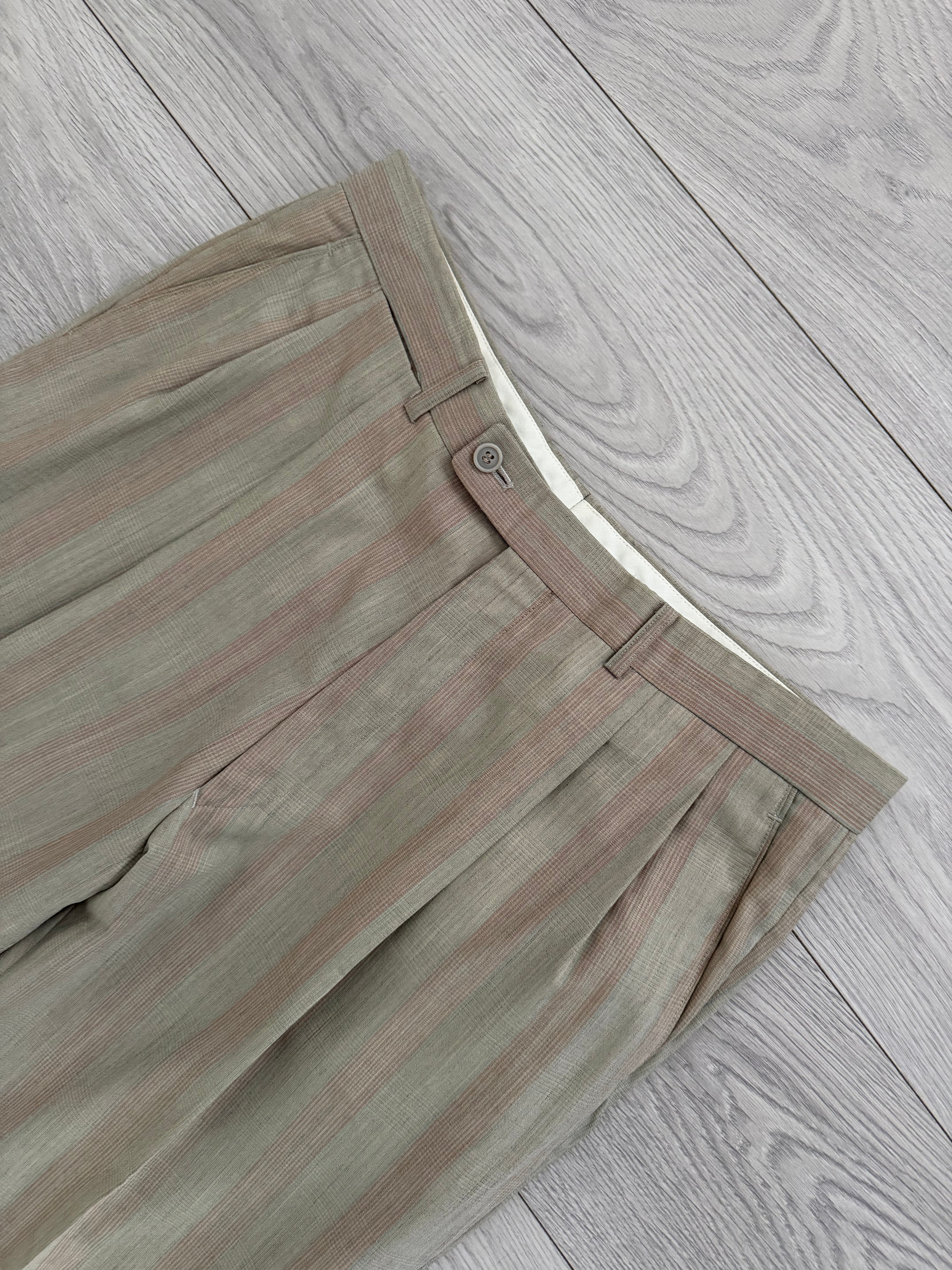 Dior 1980s Double Pleat Striped Pattern Pants - Size 34" Waist