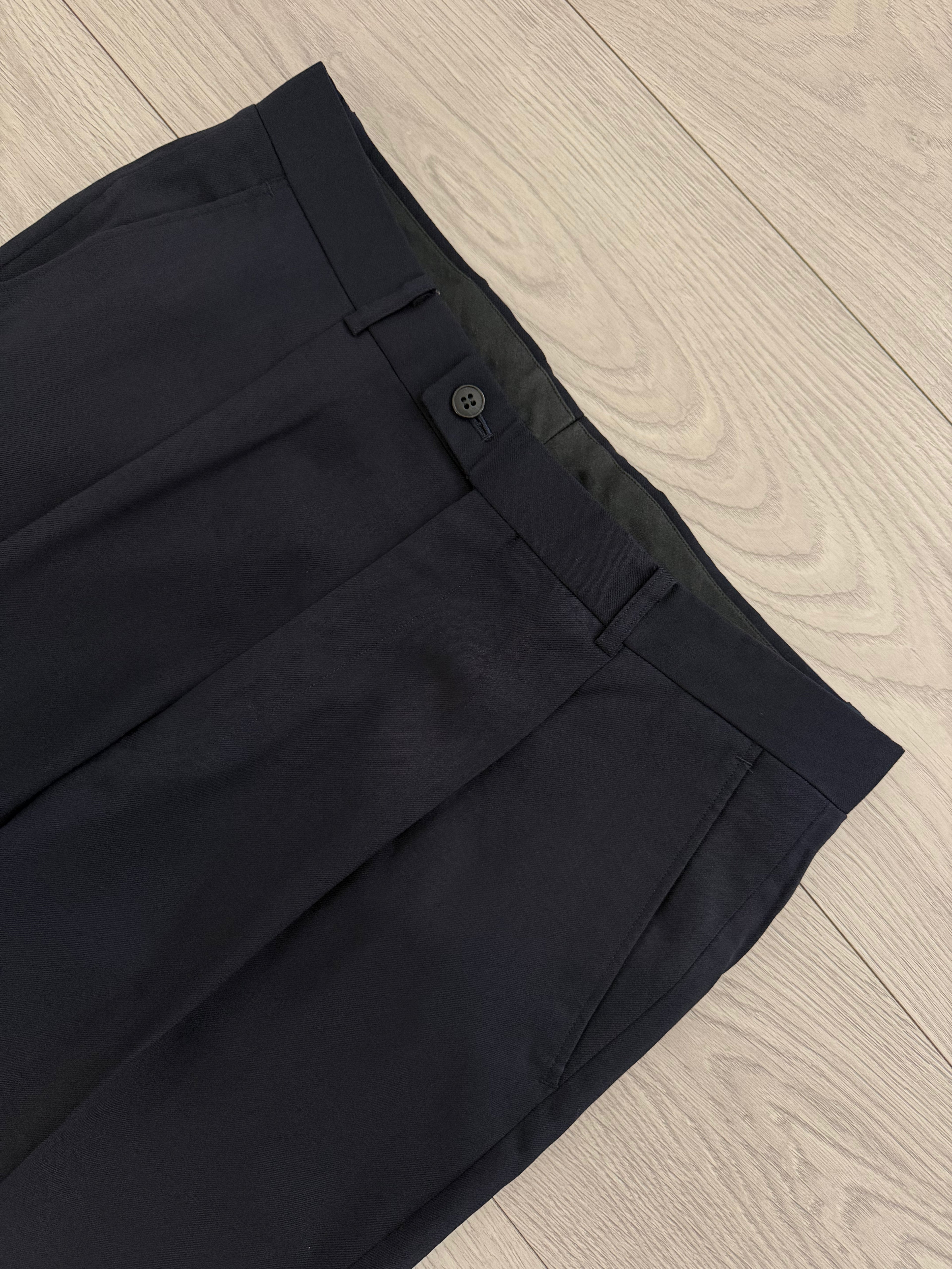 Dior 1980s Draped Pleated Wool Pants Navy - Size 34" Waist