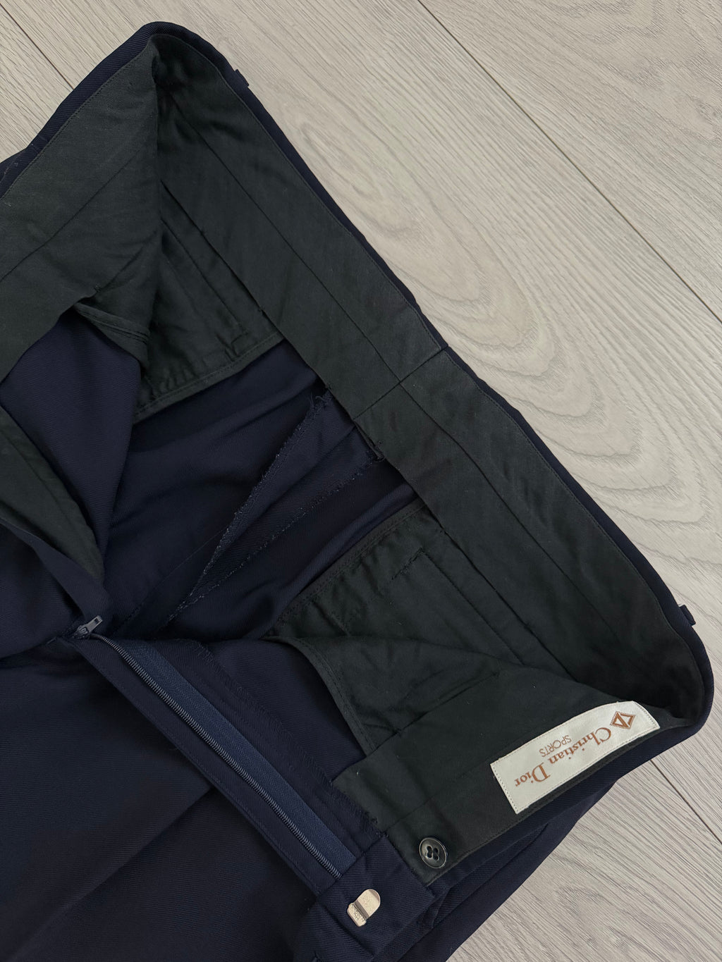 Dior 1980s Draped Pleated Wool Pants Navy - Size 34" Waist
