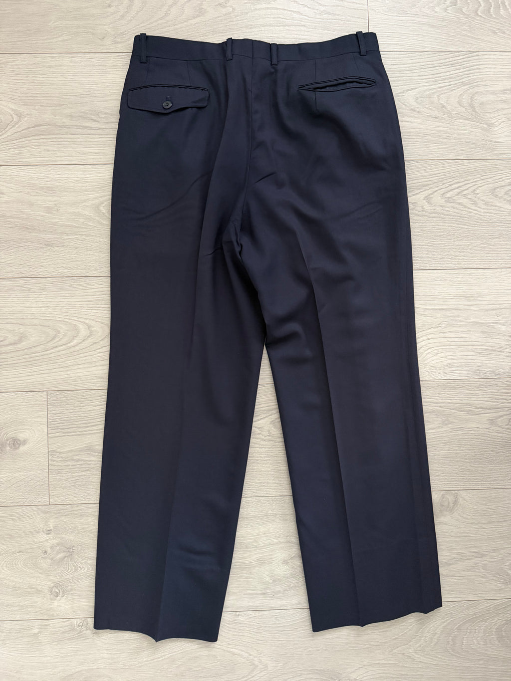 Dior 1980s Draped Pleated Wool Pants Navy - Size 34" Waist