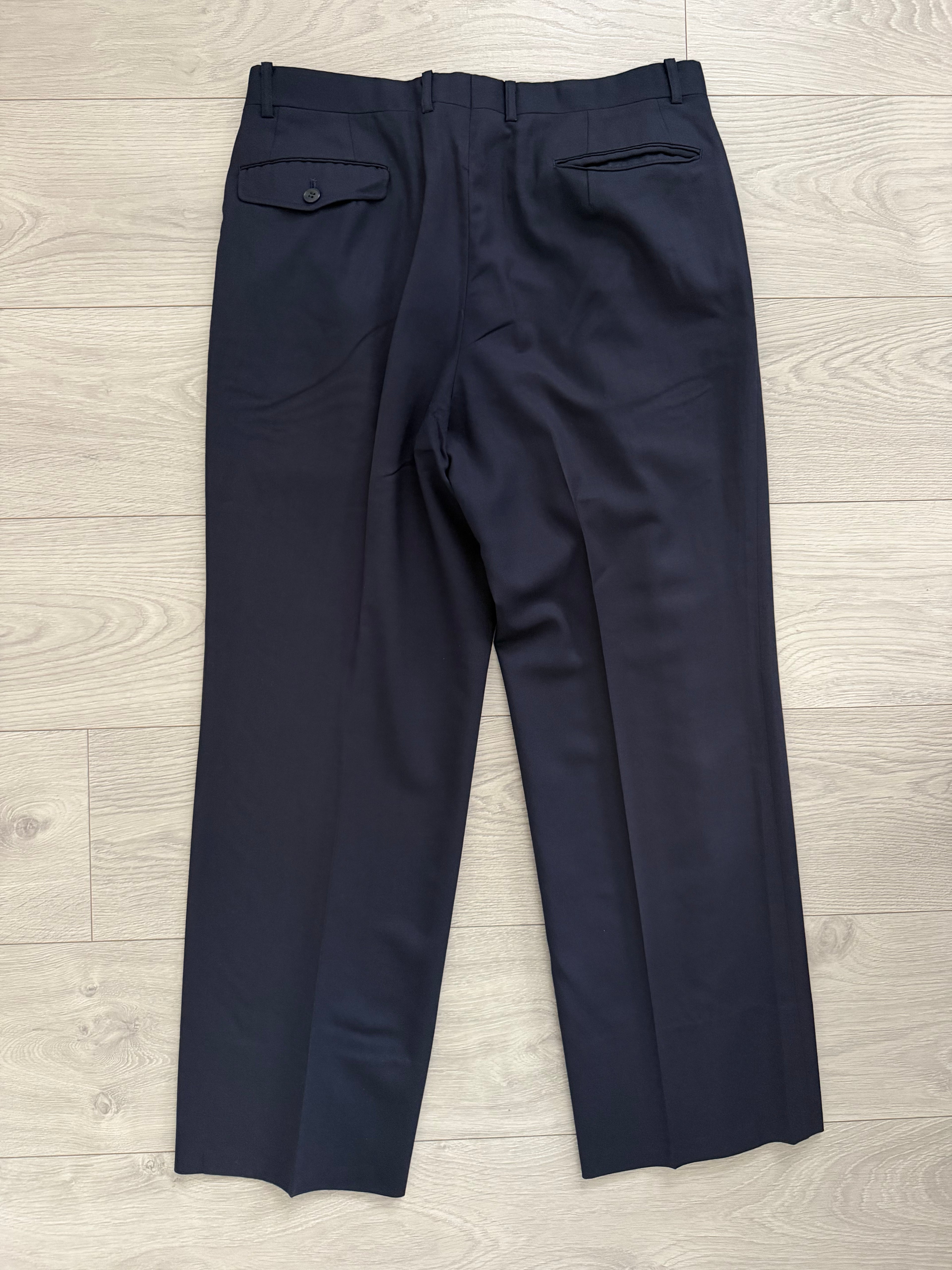 Dior 1980s Draped Pleated Wool Pants Navy - Size 34" Waist