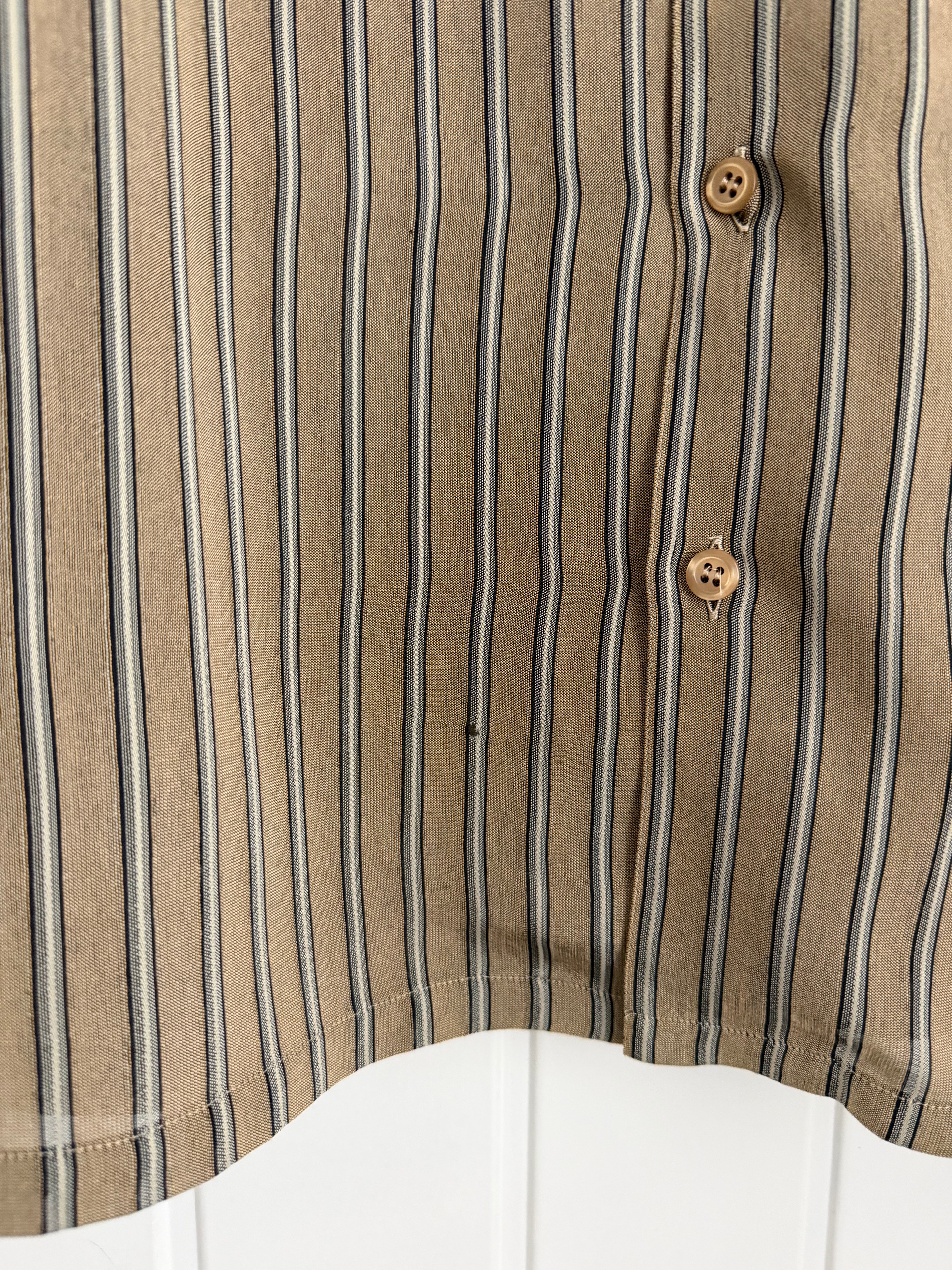 Emporio Armani 1990s Nehru Collar Textured Rayon Shirt - Size S