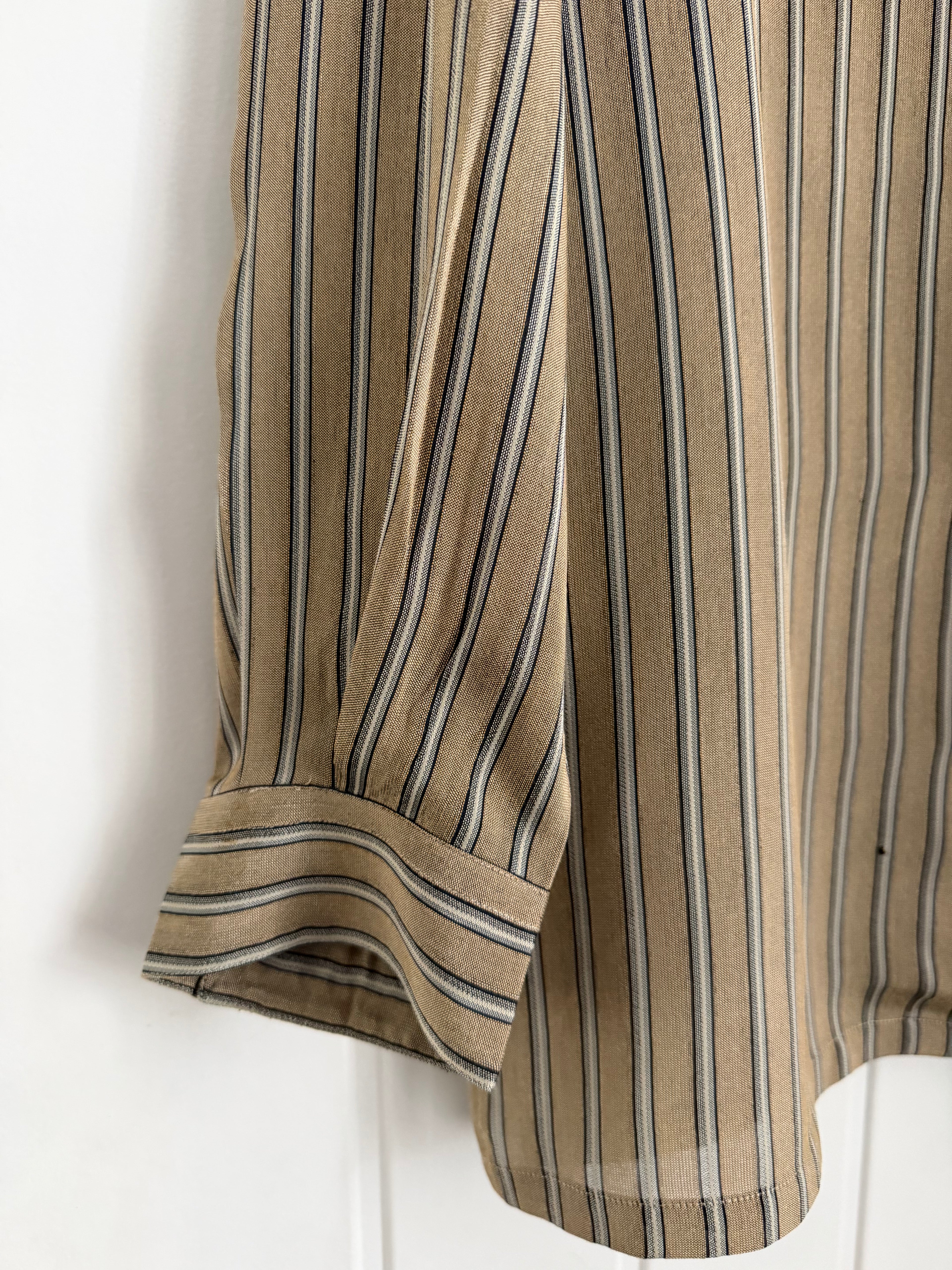 Emporio Armani 1990s Nehru Collar Textured Rayon Shirt - Size S