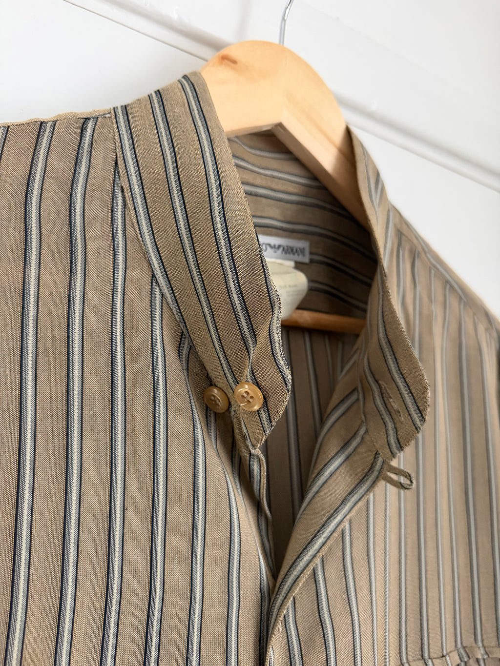Emporio Armani 1990s Nehru Collar Textured Rayon Shirt - Size S