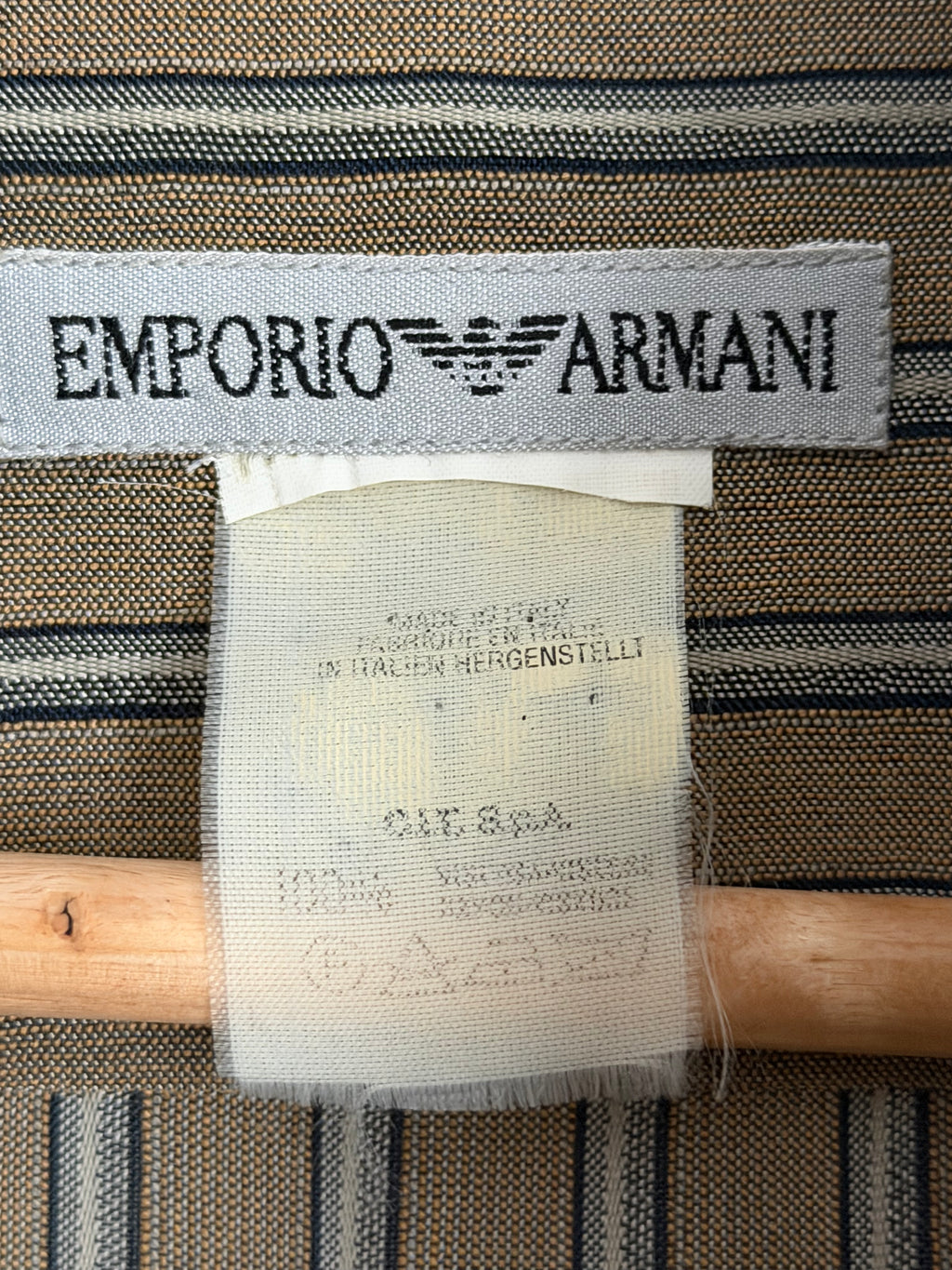 Emporio Armani 1990s Nehru Collar Textured Rayon Shirt - Size S