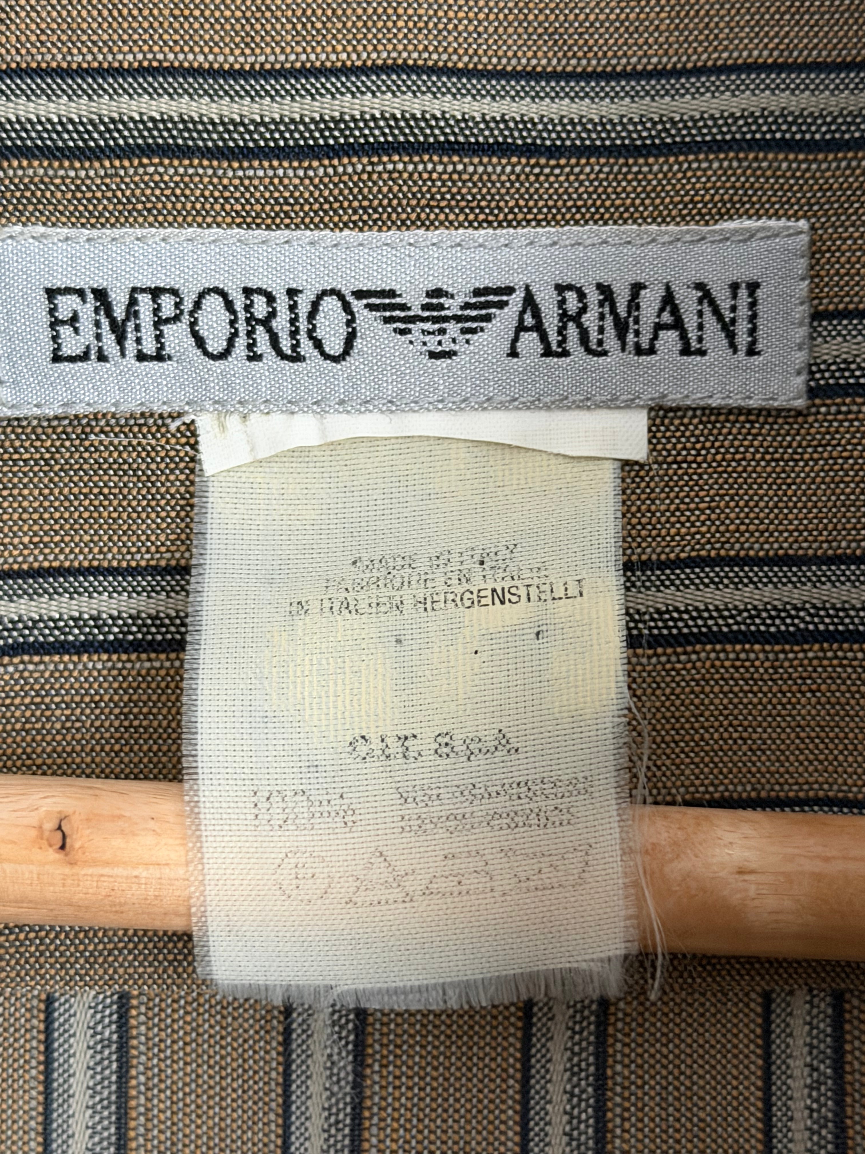 Emporio Armani 1990s Nehru Collar Textured Rayon Shirt - Size S