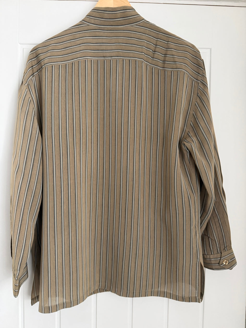 Emporio Armani 1990s Nehru Collar Textured Rayon Shirt - Size S