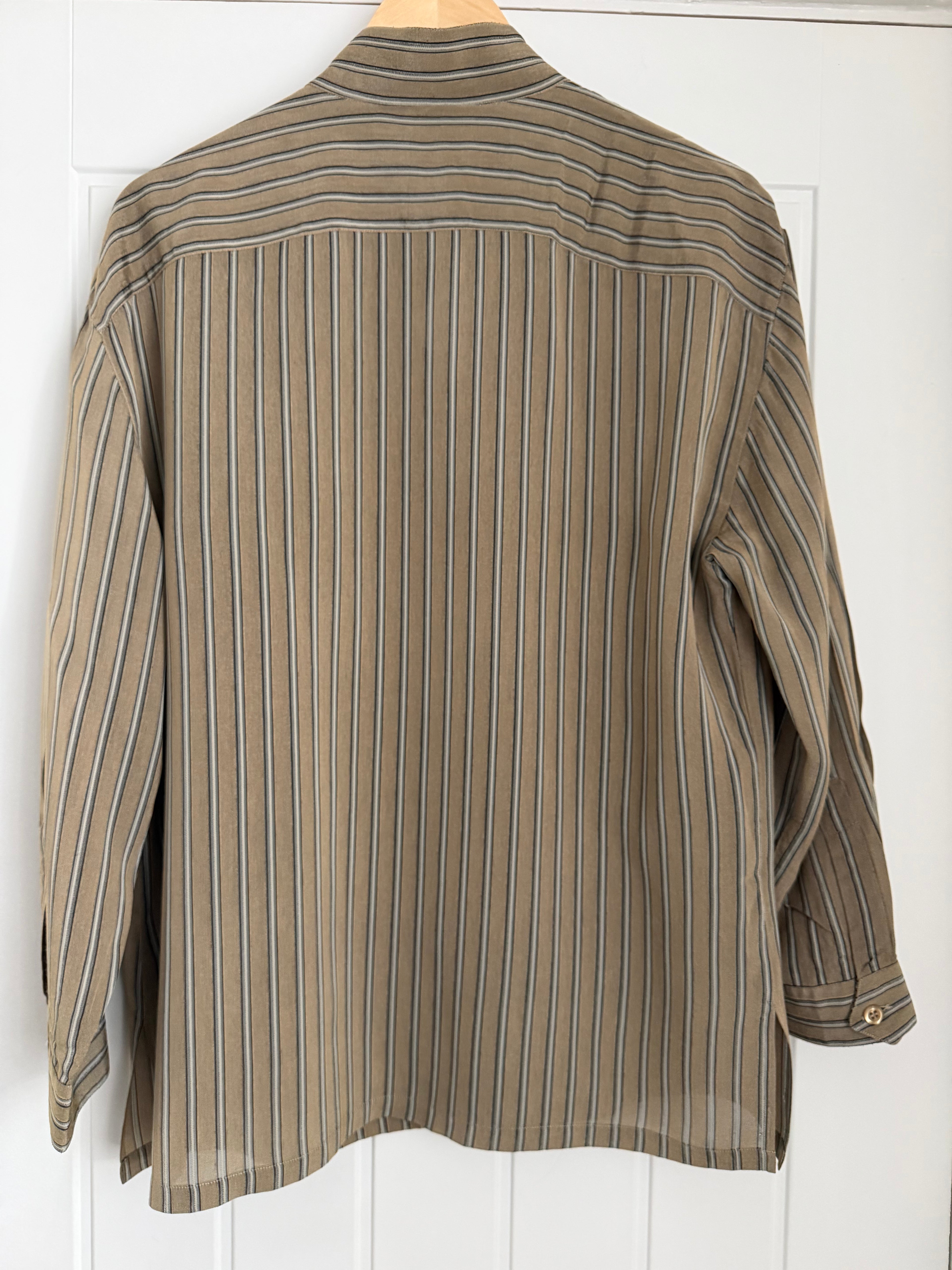 Emporio Armani 1990s Nehru Collar Textured Rayon Shirt - Size S