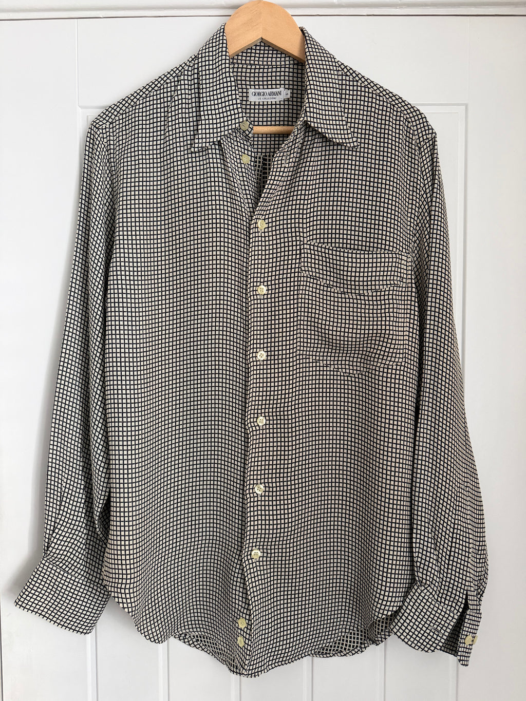 Giorgio Armani 1980s Acetate Rayon Draped Pattern Shirt - Size M