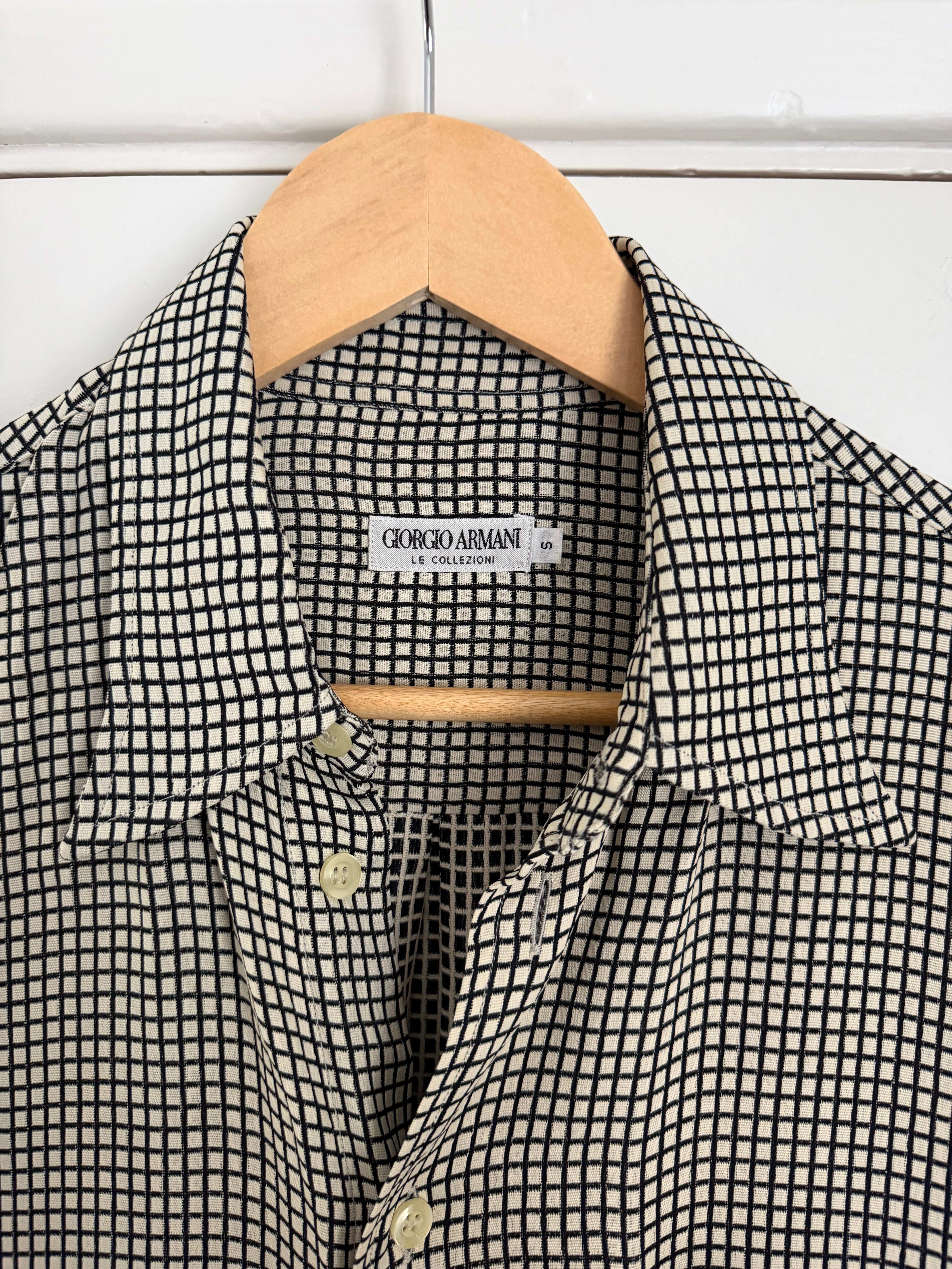 Giorgio Armani 1980s Acetate Rayon Draped Pattern Shirt - Size M