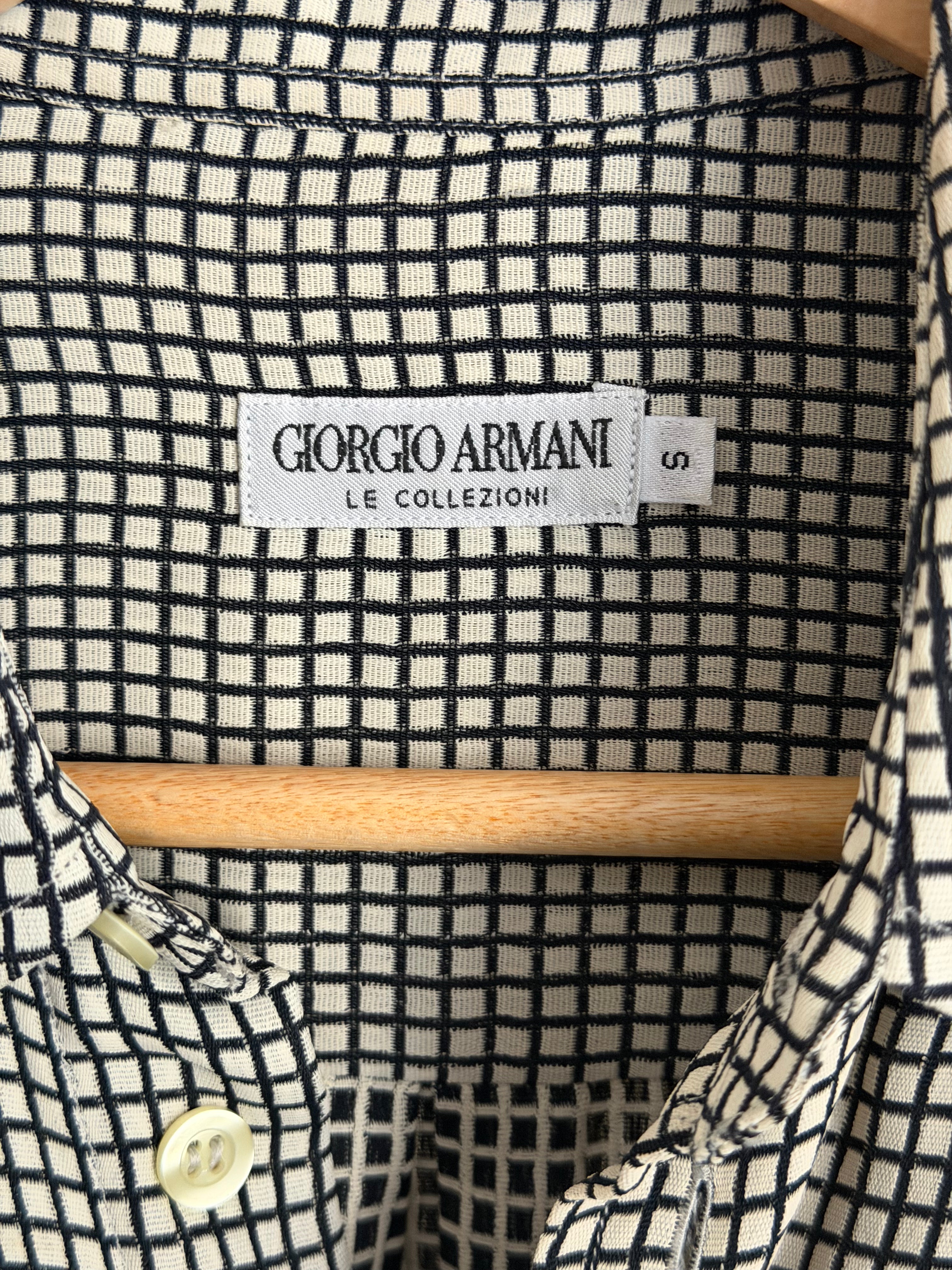 Giorgio Armani 1980s Acetate Rayon Draped Pattern Shirt - Size M