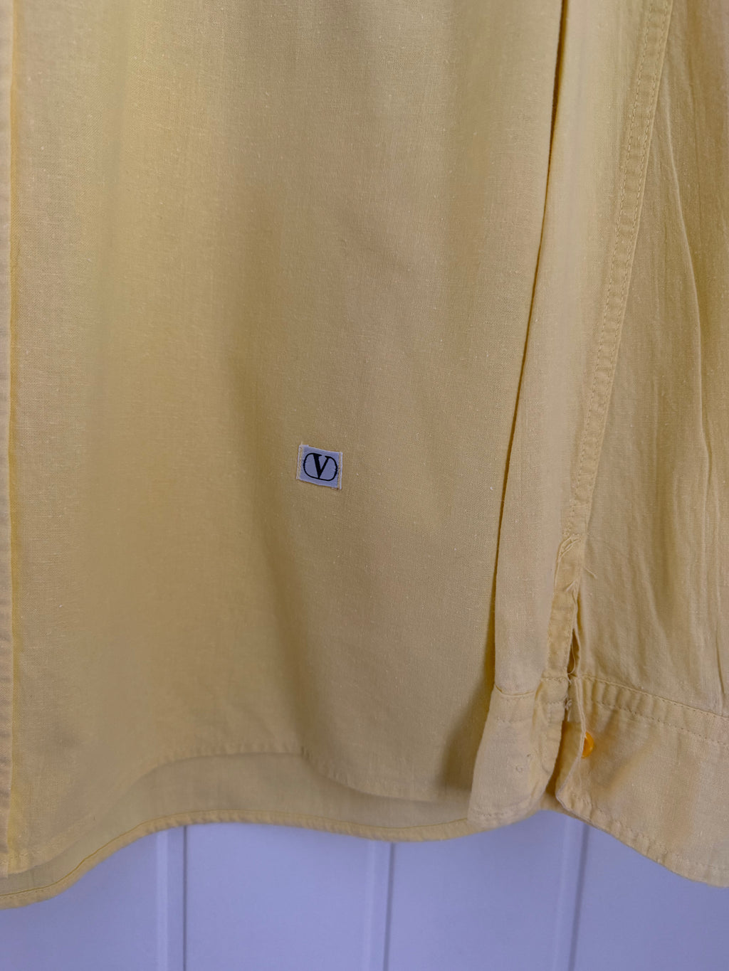 Valentino 1980s Cotton Linen Yellow Shirt - Size XL