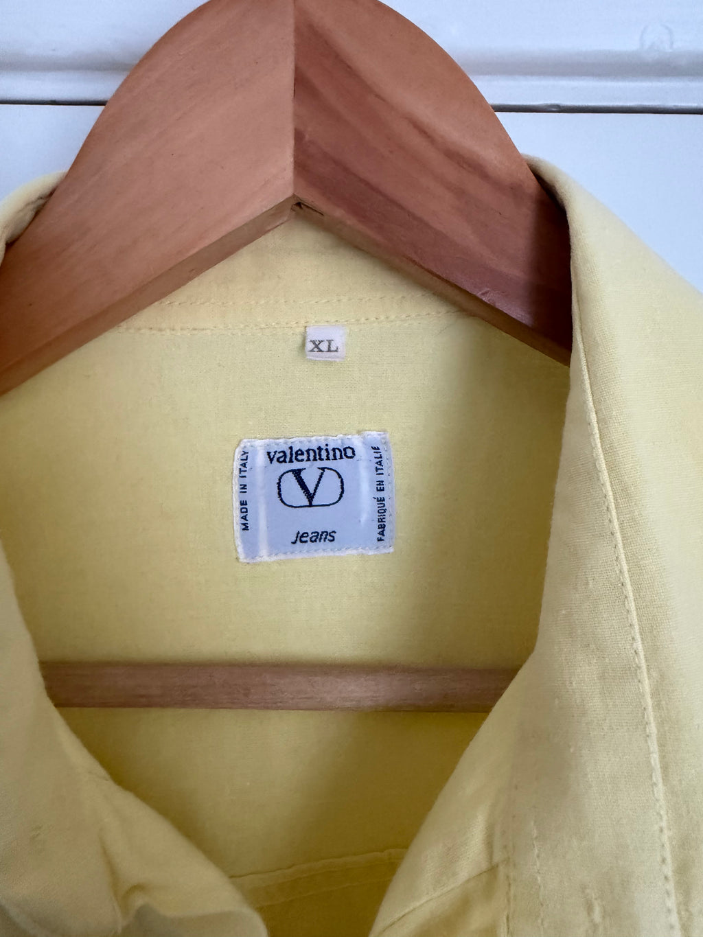 Valentino 1980s Cotton Linen Yellow Shirt - Size XL